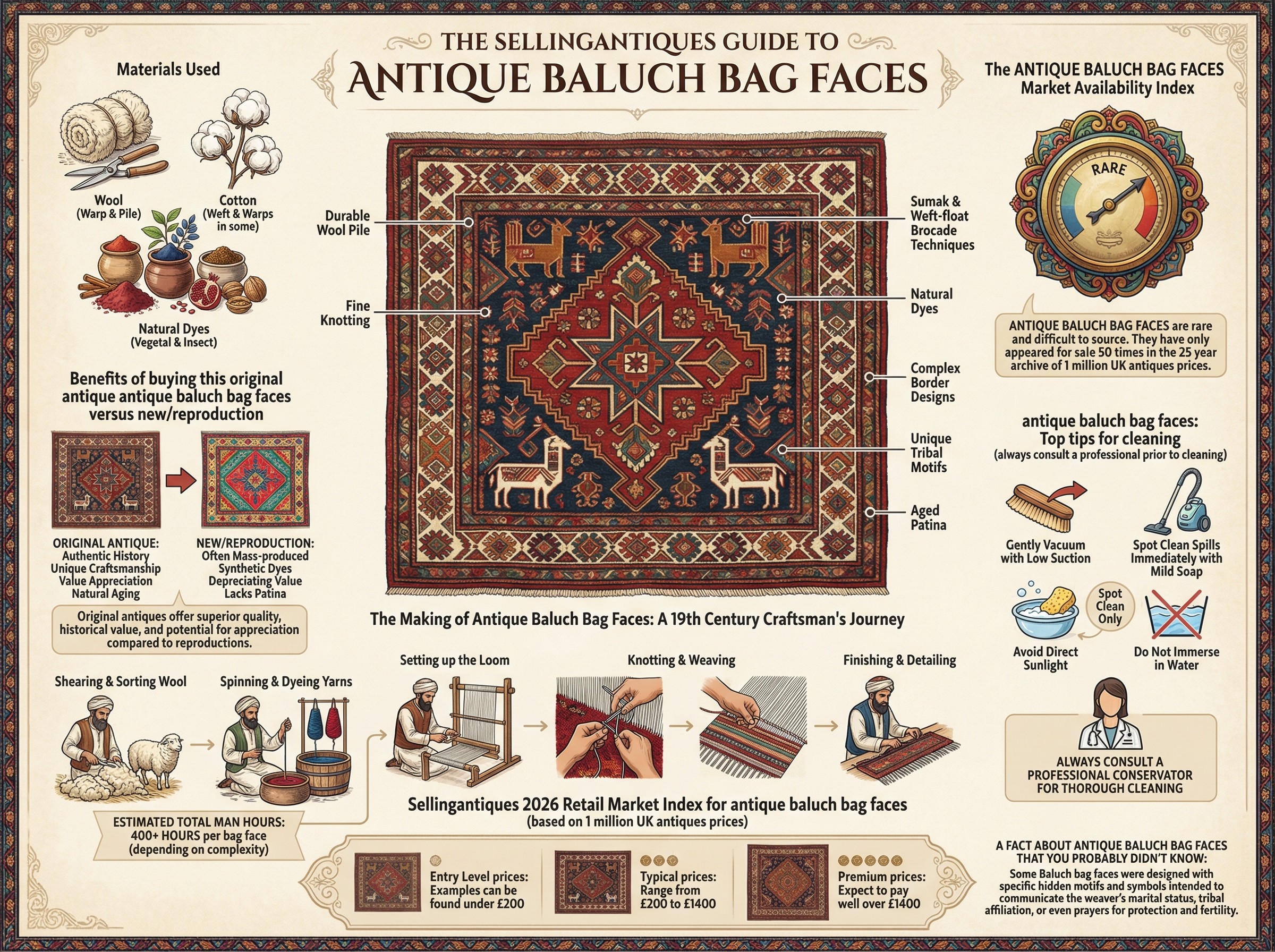 Antique Baluch Bag Faces Guide Infographic