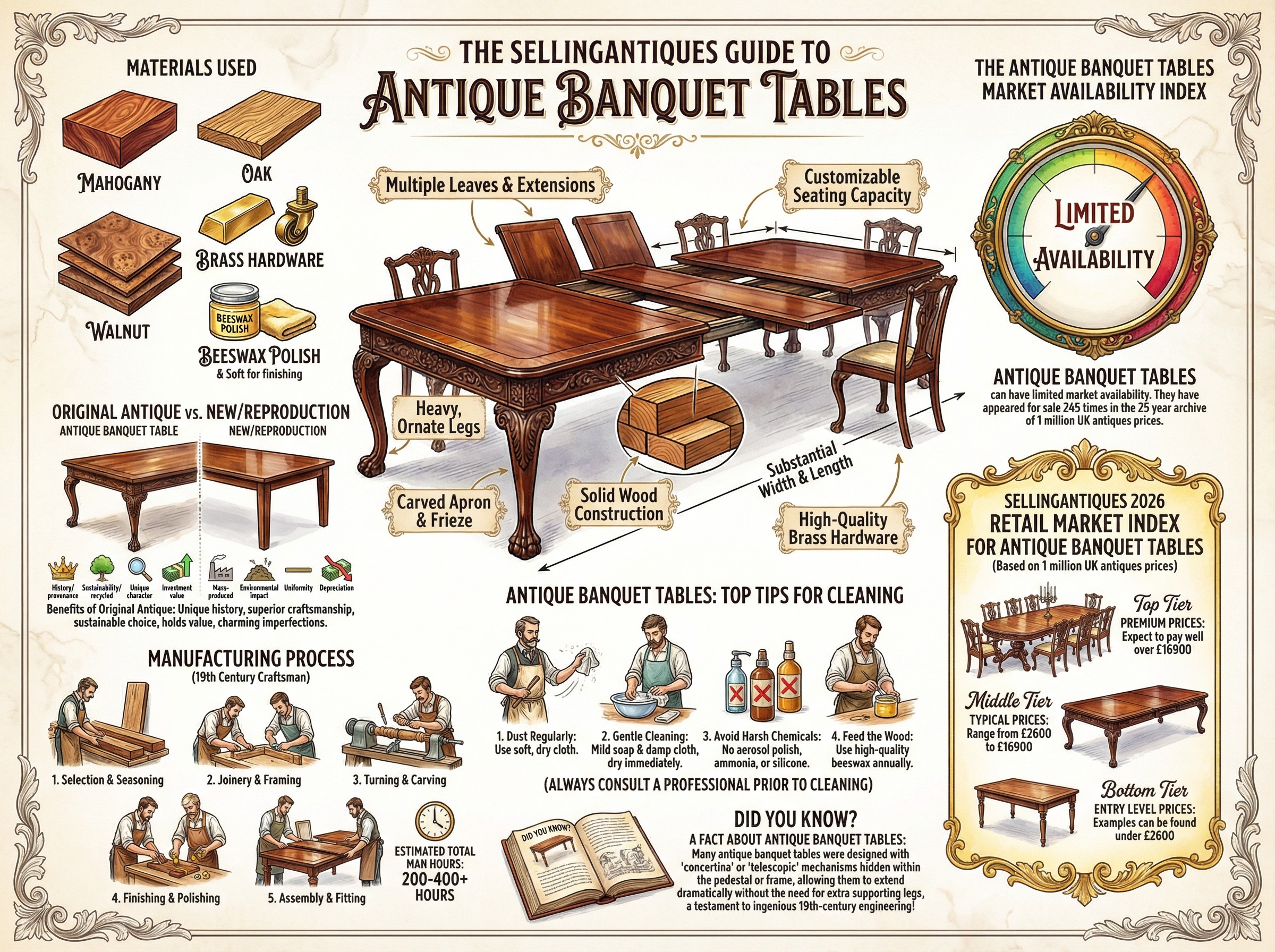 Antique Banquet Tables Guide Infographic