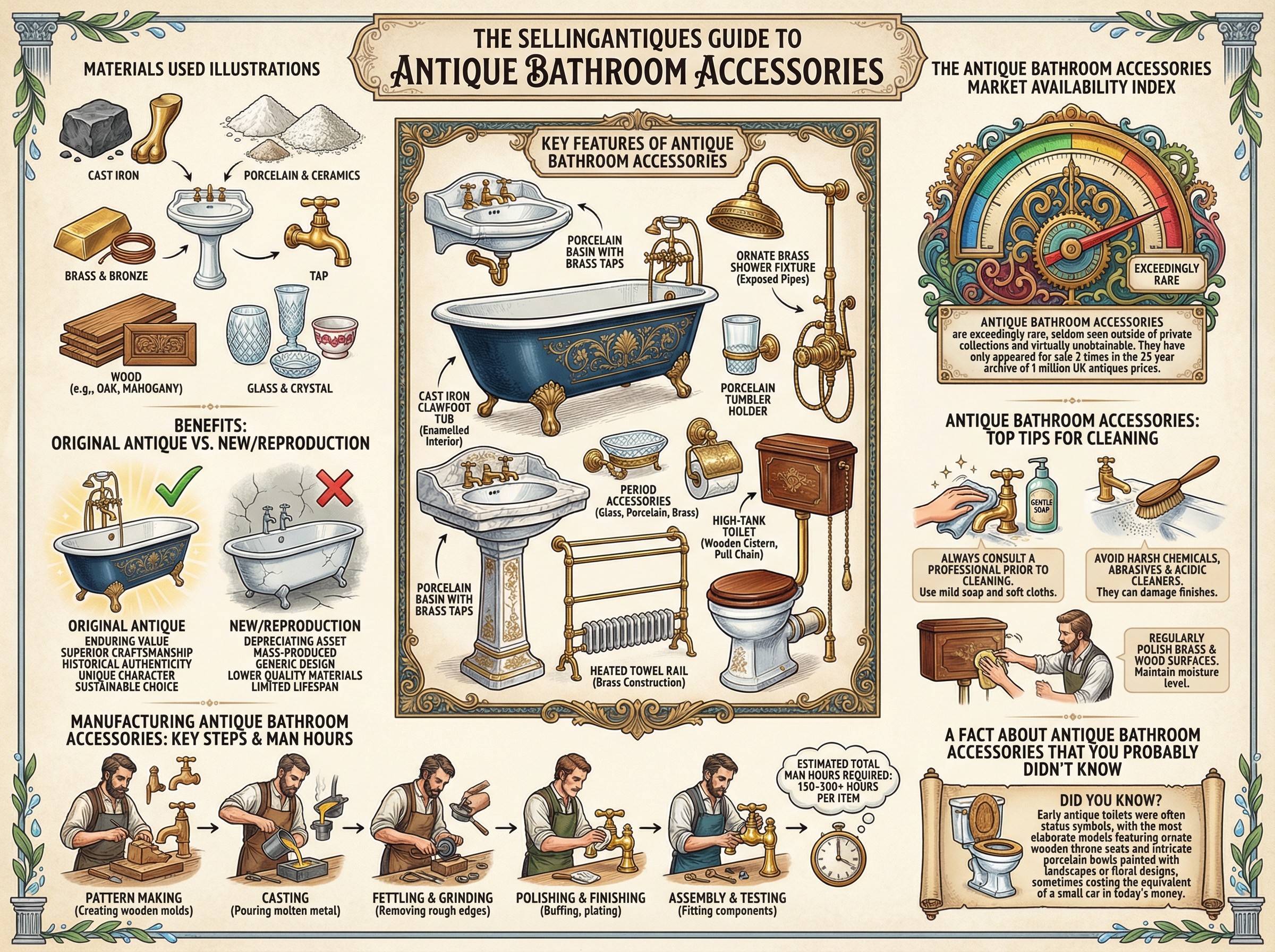 Antique Bathroom Accessories Guide Infographic