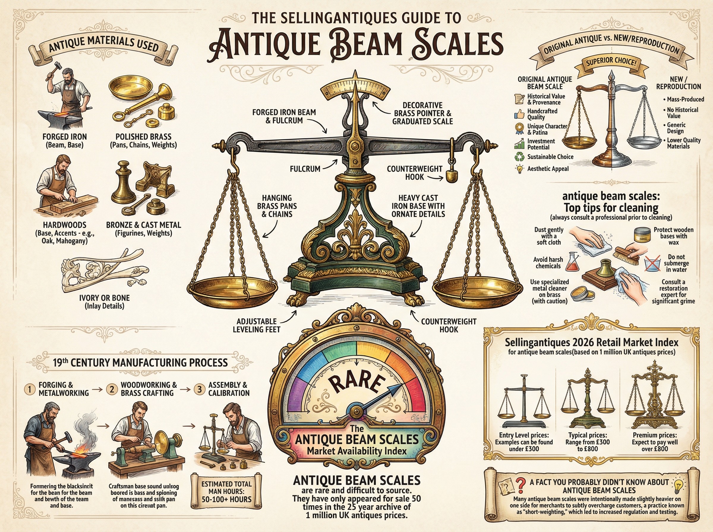 Antique Beam Scales Guide Infographic