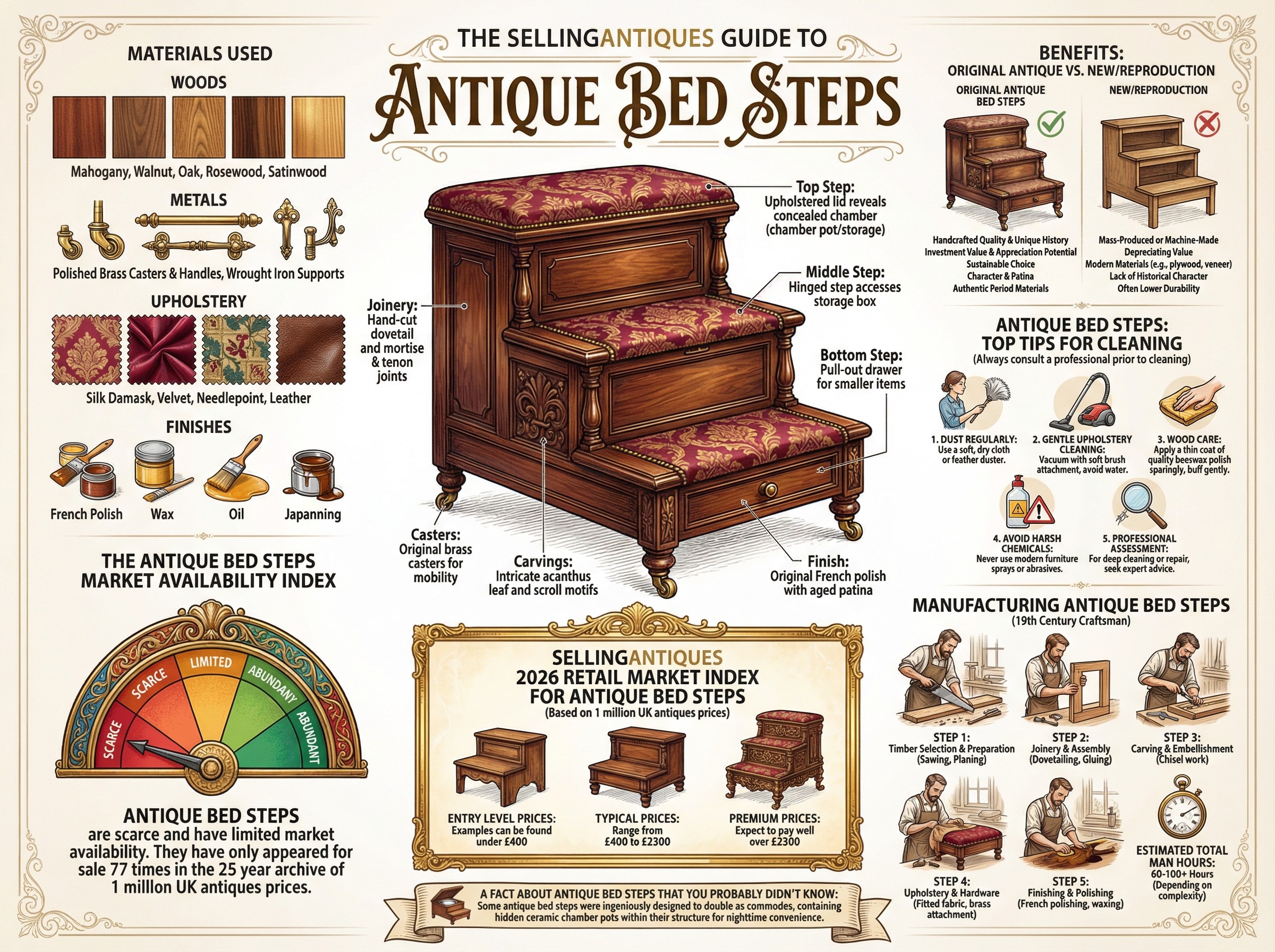 Antique Bed Steps Guide Infographic