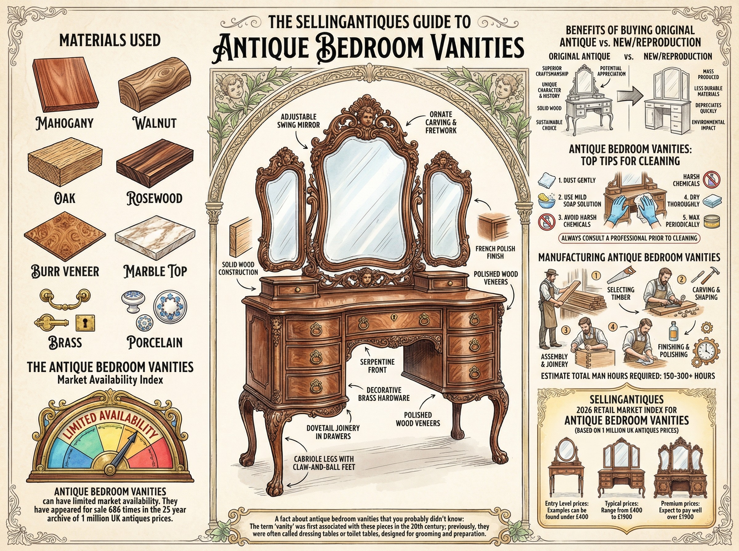 Antique Bedroom Vanities Guide Infographic
