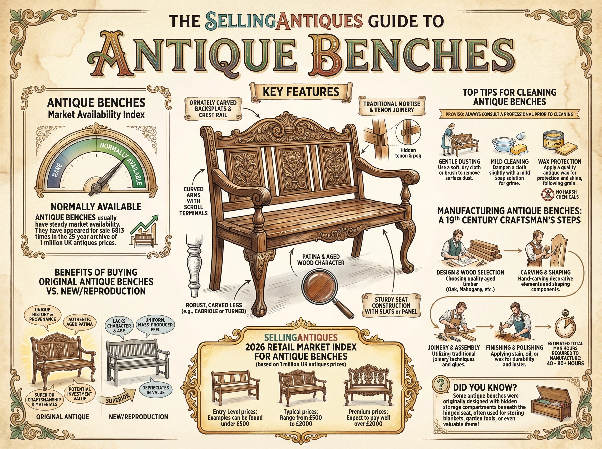 Antique Benches Guide Infographic