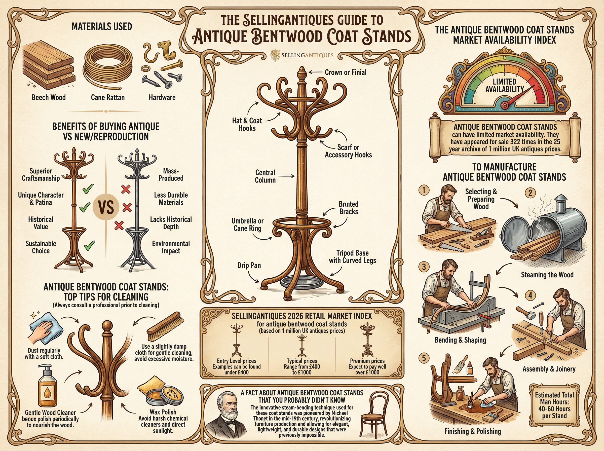 Antique Bentwood Coat Stands Guide Infographic