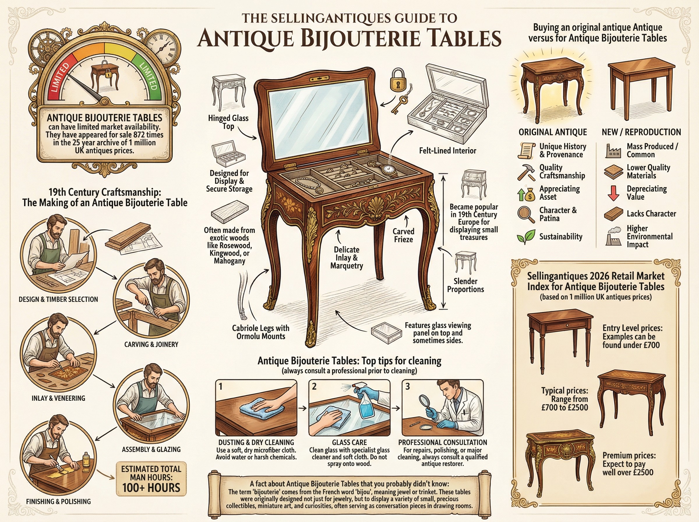 Antique Bijouterie Tables Guide Infographic