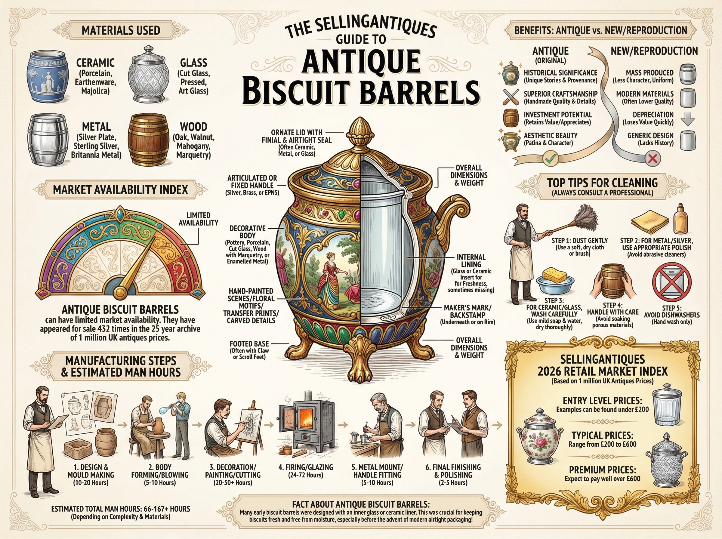 Antique Biscuit Barrels Guide Infographic