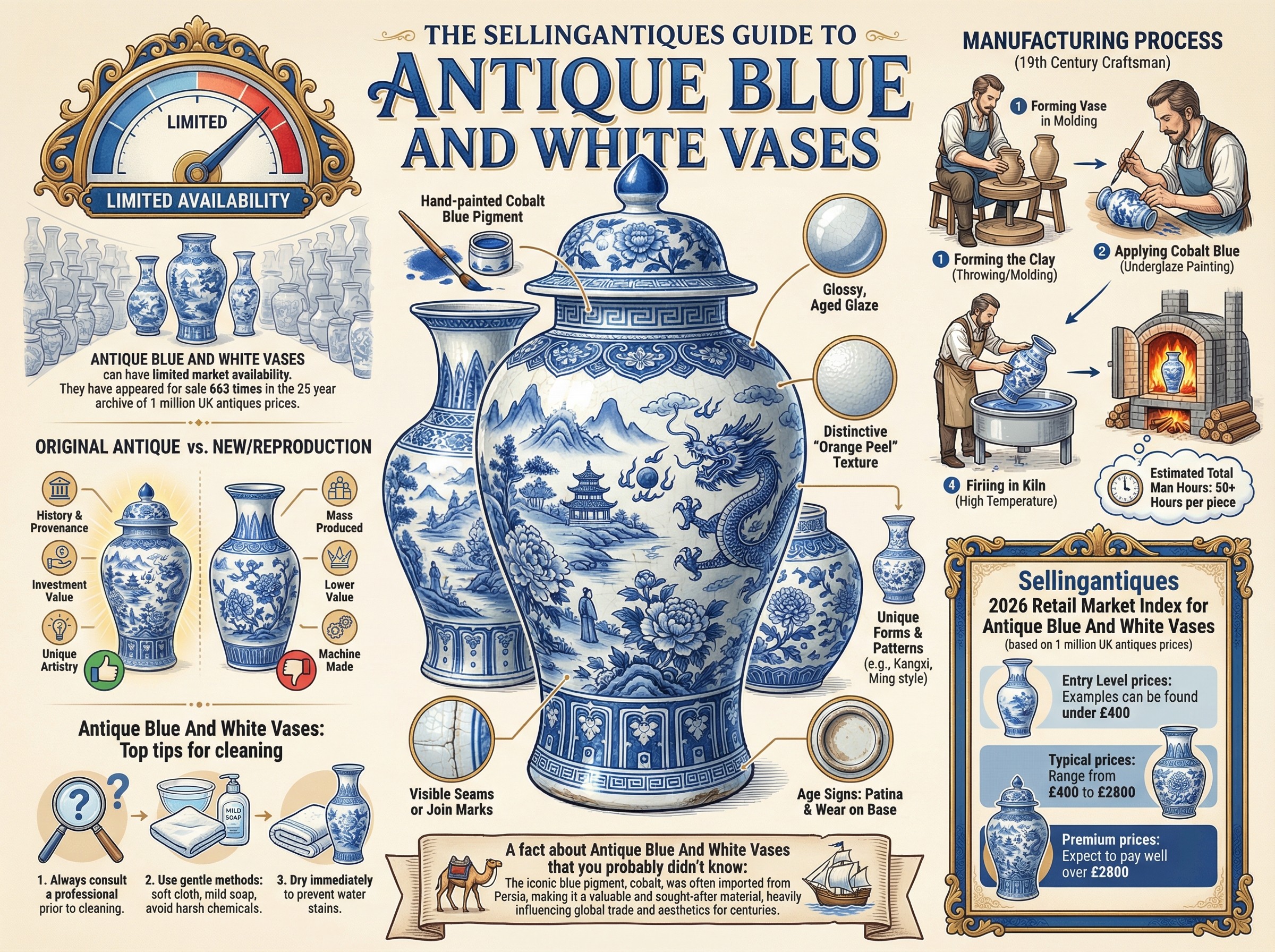 Antique Blue And White Vases Guide Infographic