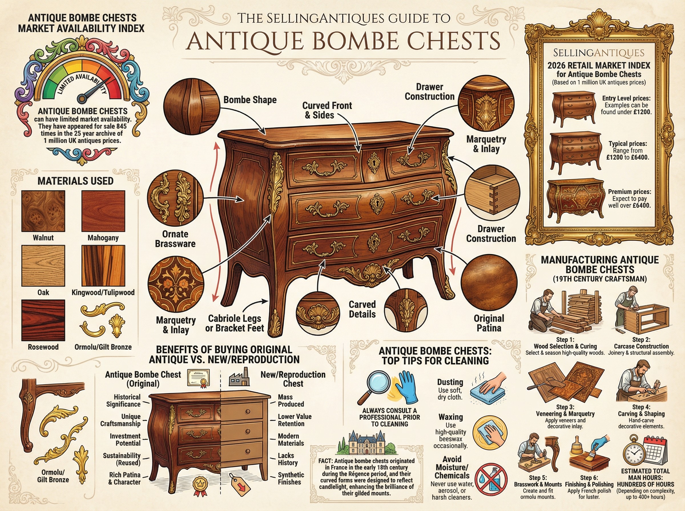Antique Bombe Chests Guide Infographic