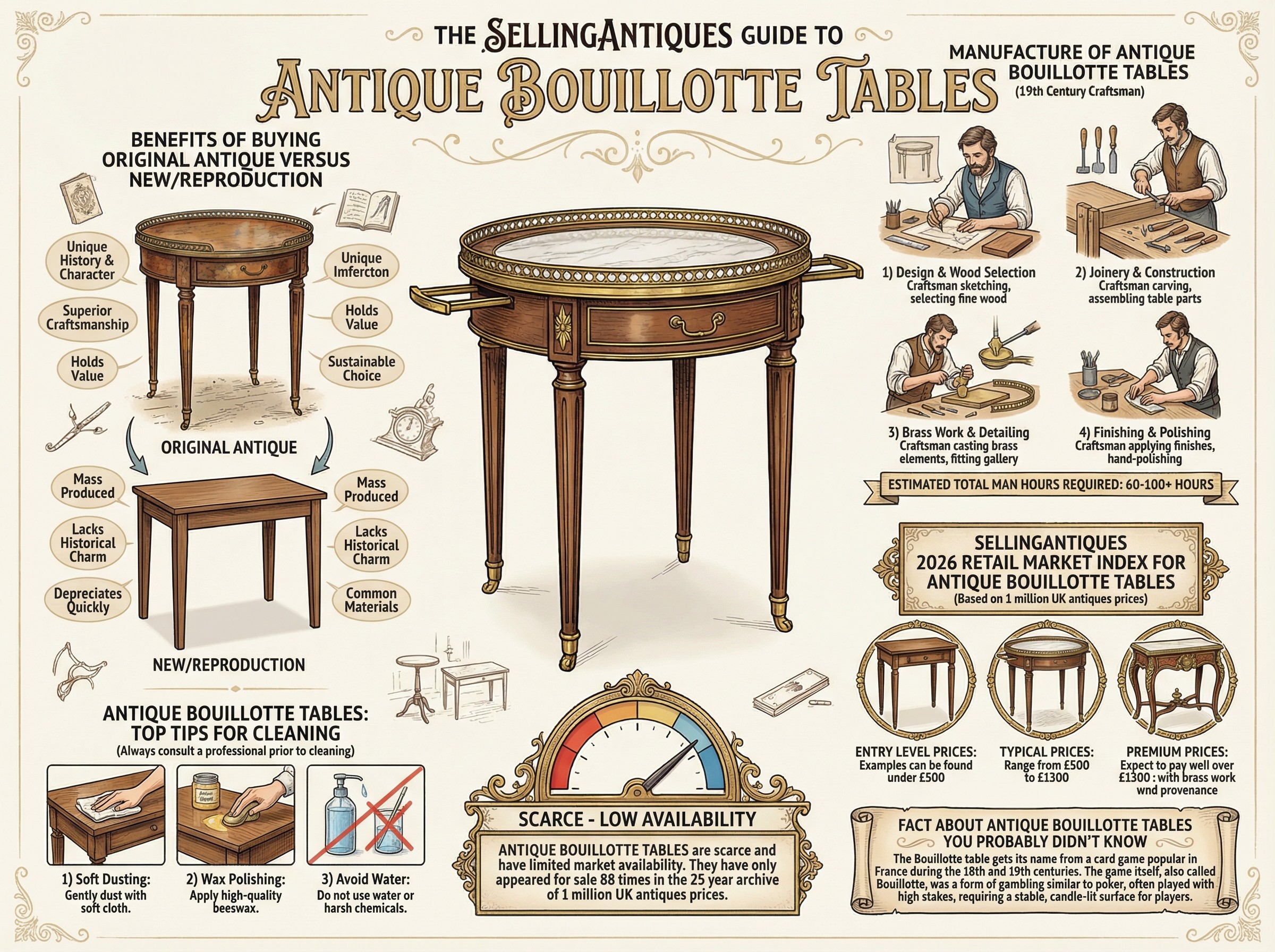Antique Bouillotte Tables Guide Infographic
