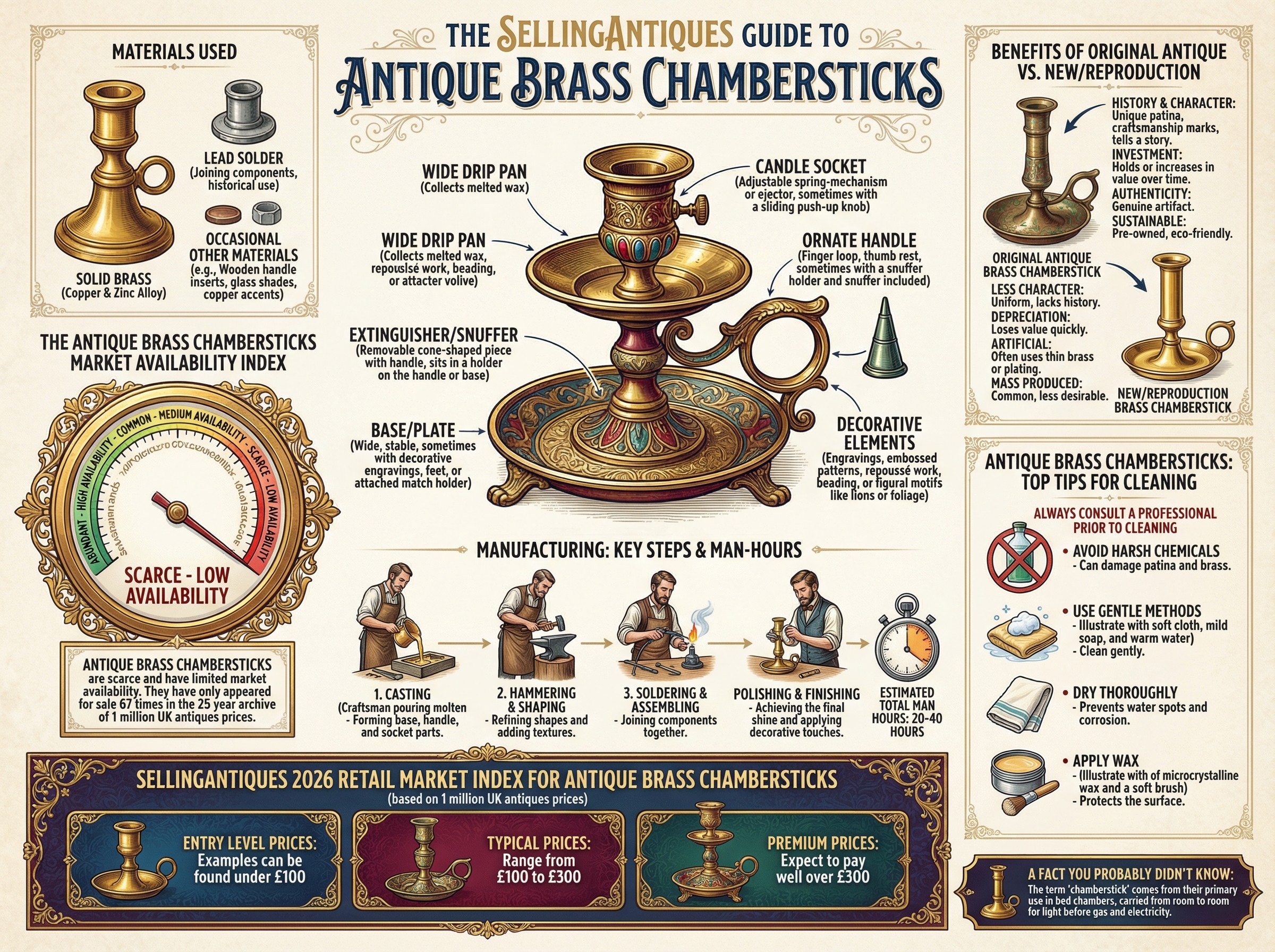 Antique Brass Chambersticks Guide Infographic