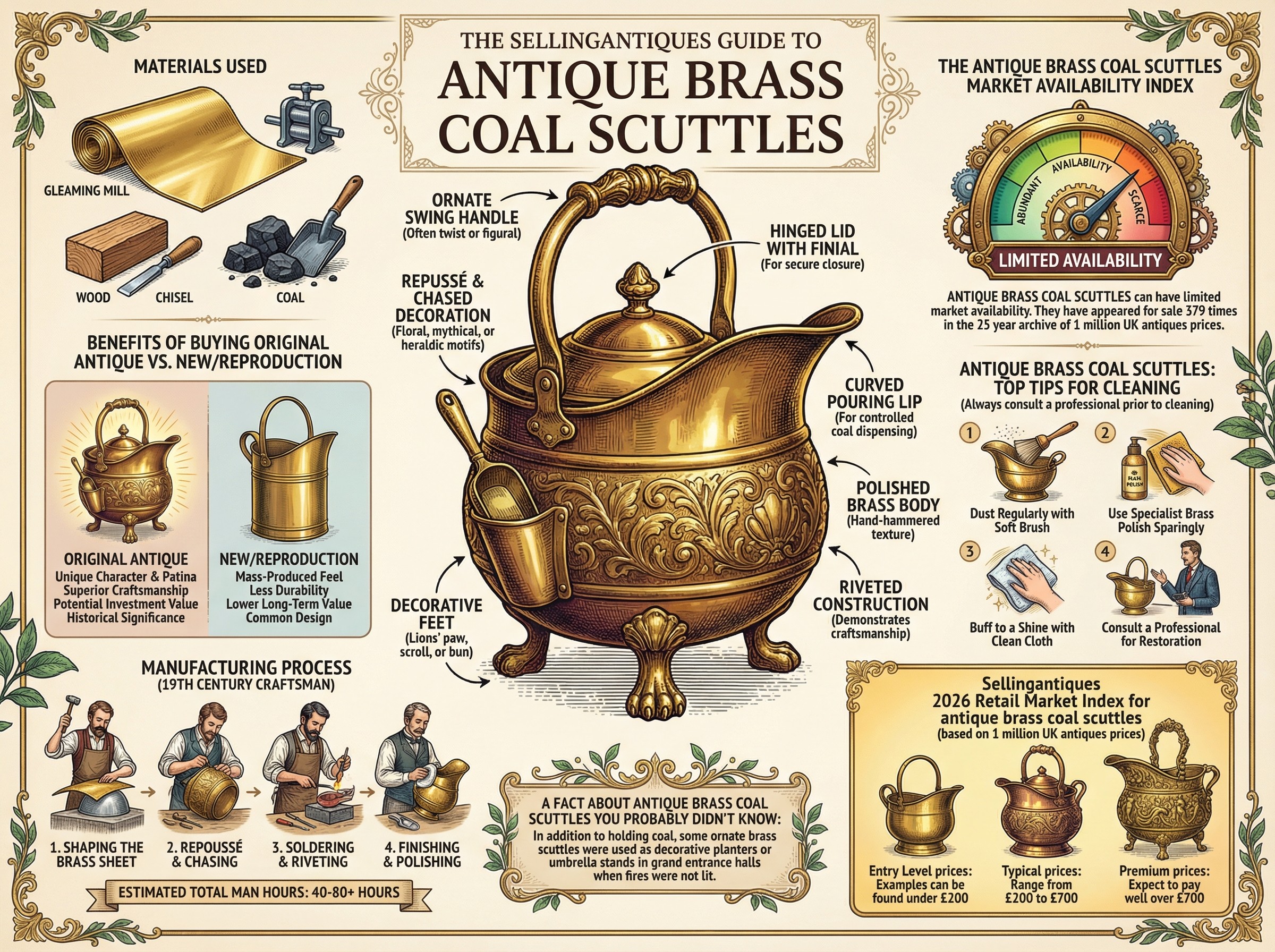 Antique Brass Coal Scuttles Guide Infographic