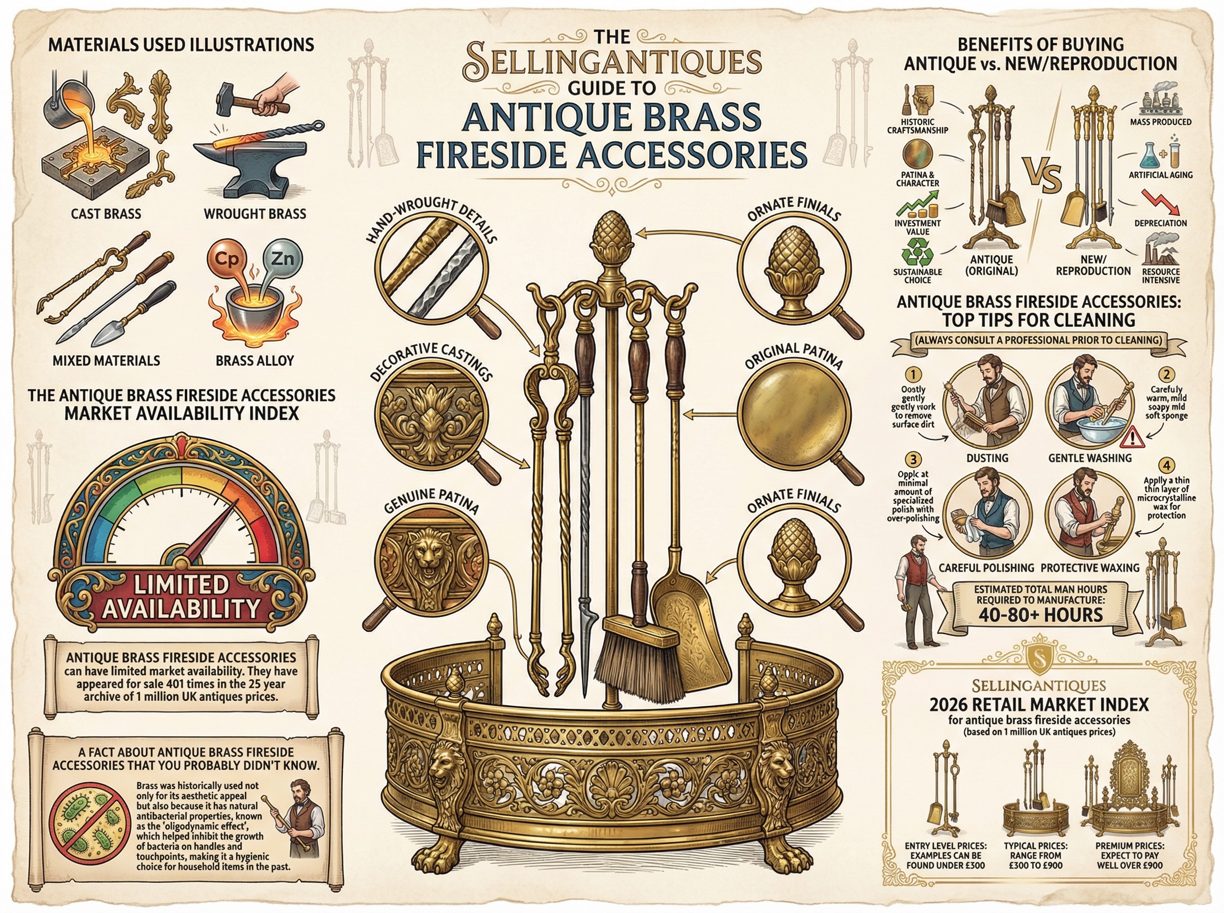 Antique Brass Fireside Accessories Guide Infographic