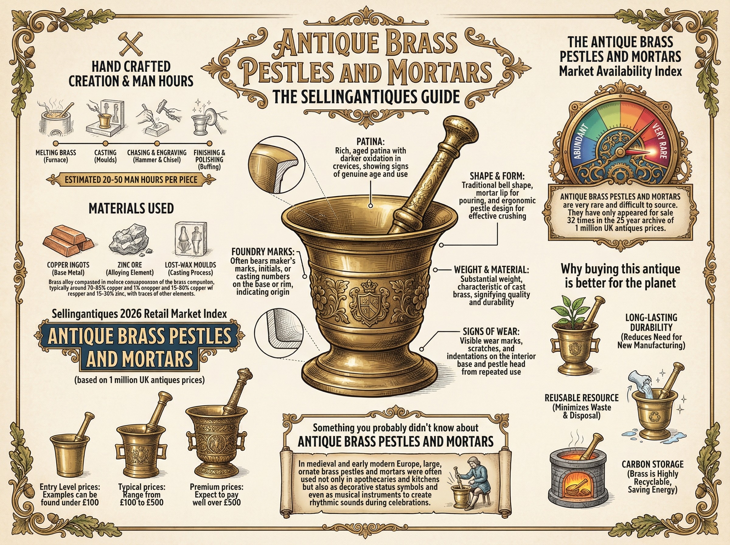 Antique Brass Pestles And Mortars Guide Infographic
