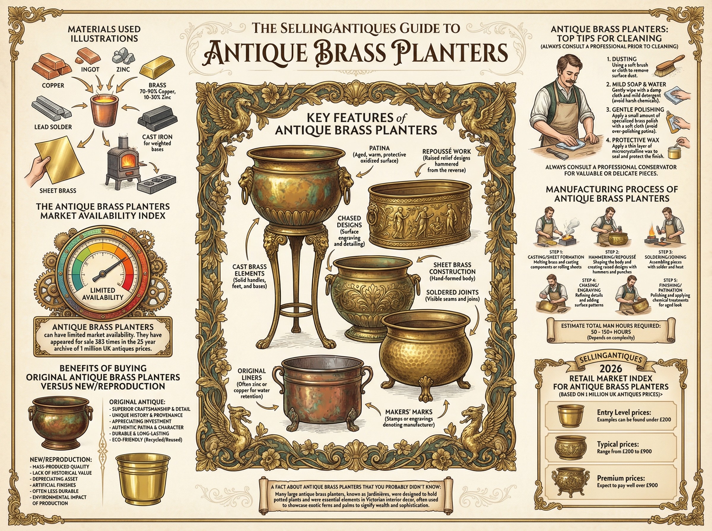 Antique Brass Planters Guide Infographic