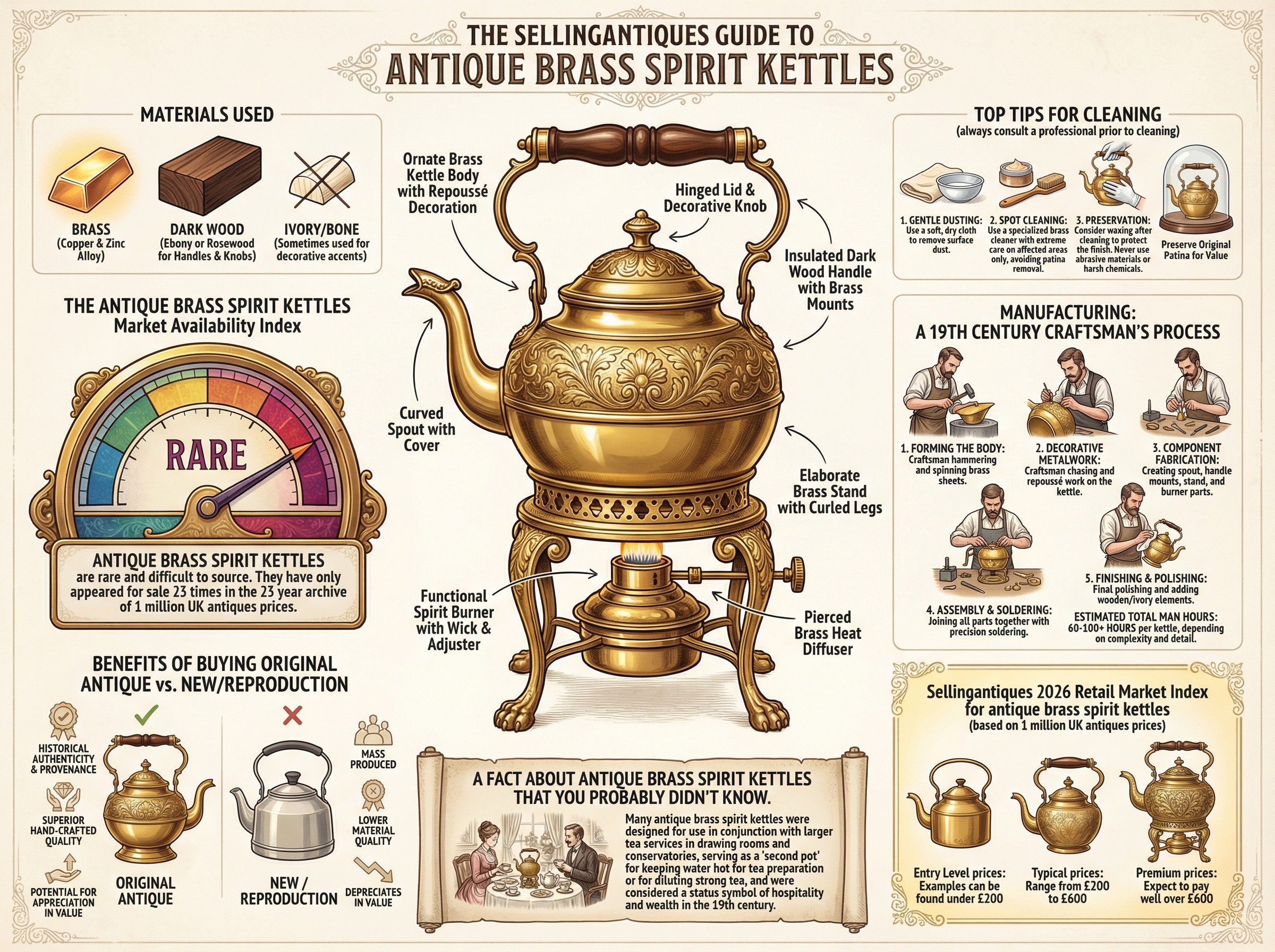 Antique Brass Spirit Kettles Guide Infographic