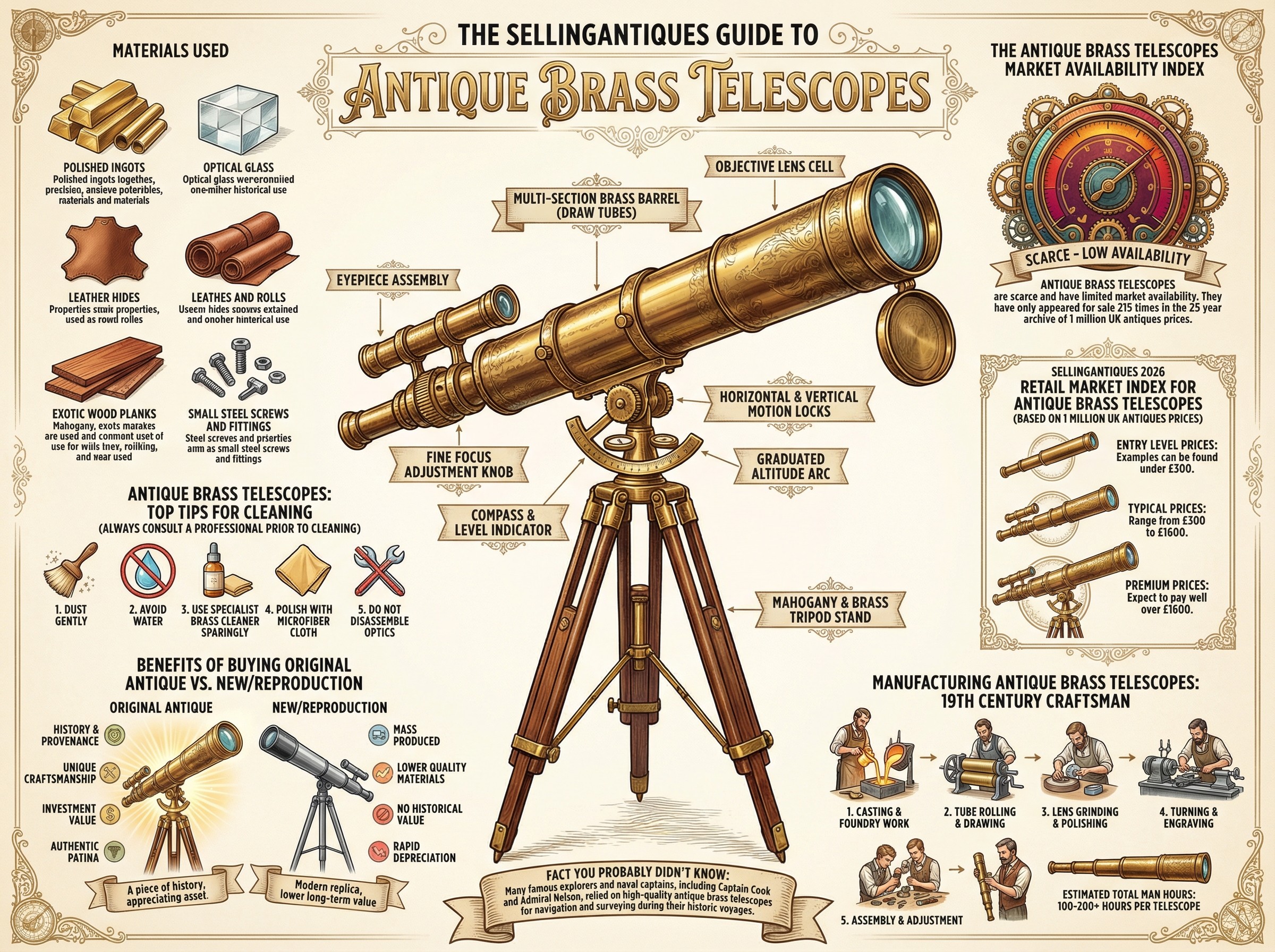 Antique Brass Telescopes Guide Infographic