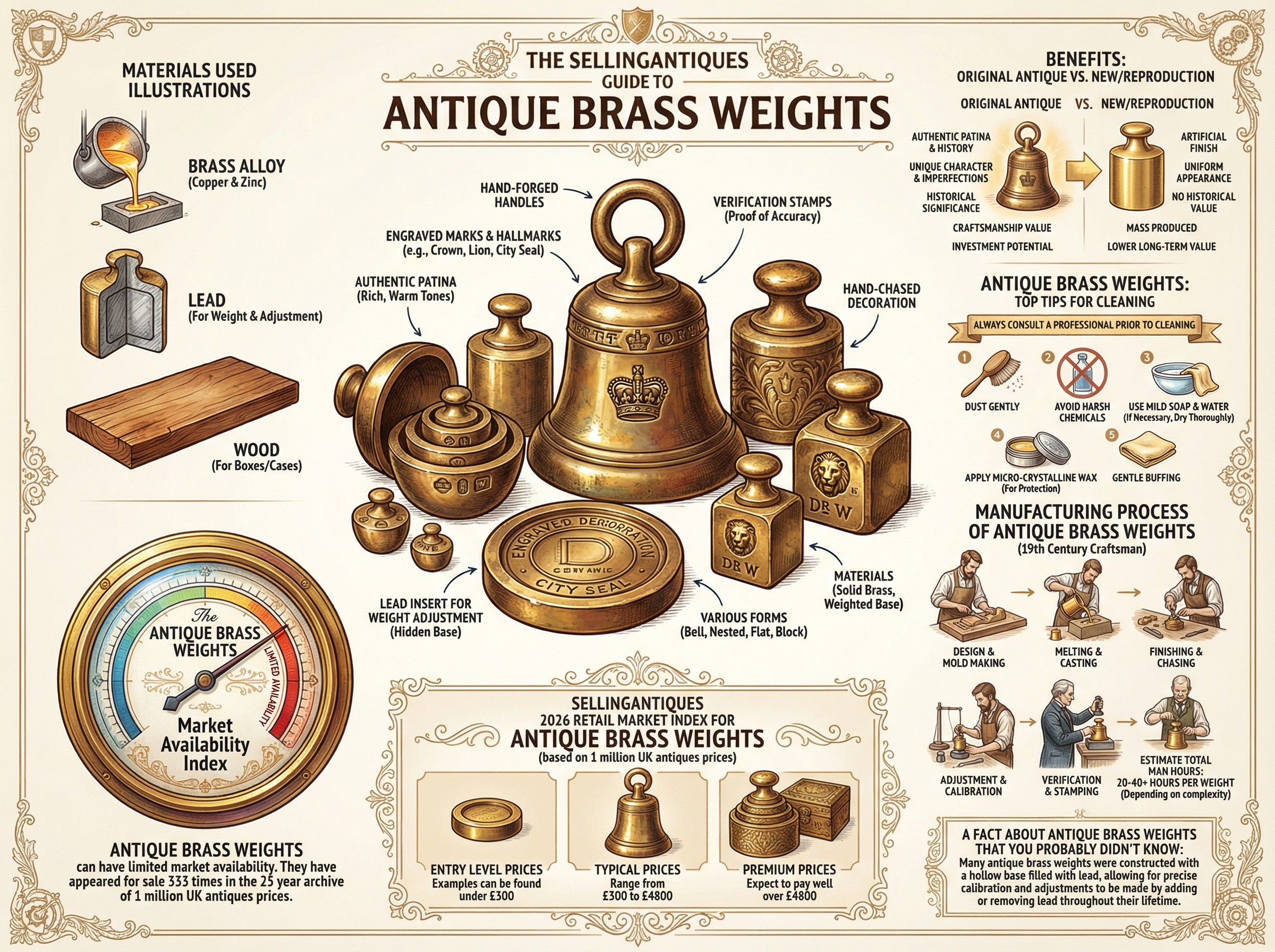 Antique Brass Weights Guide Infographic