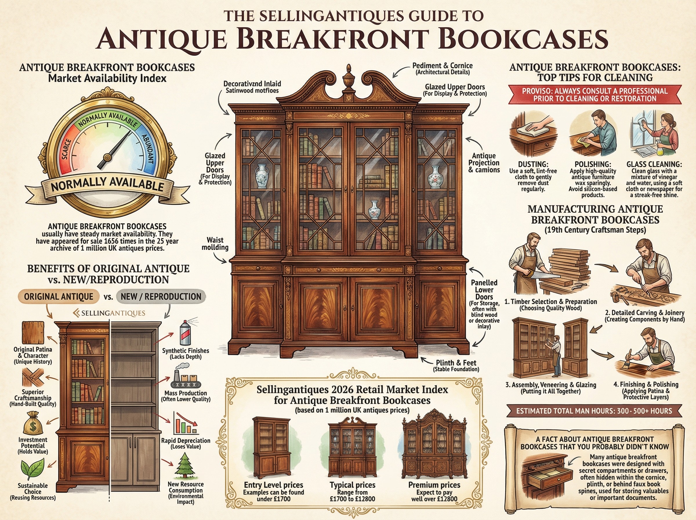 Antique Breakfront Bookcases Guide Infographic