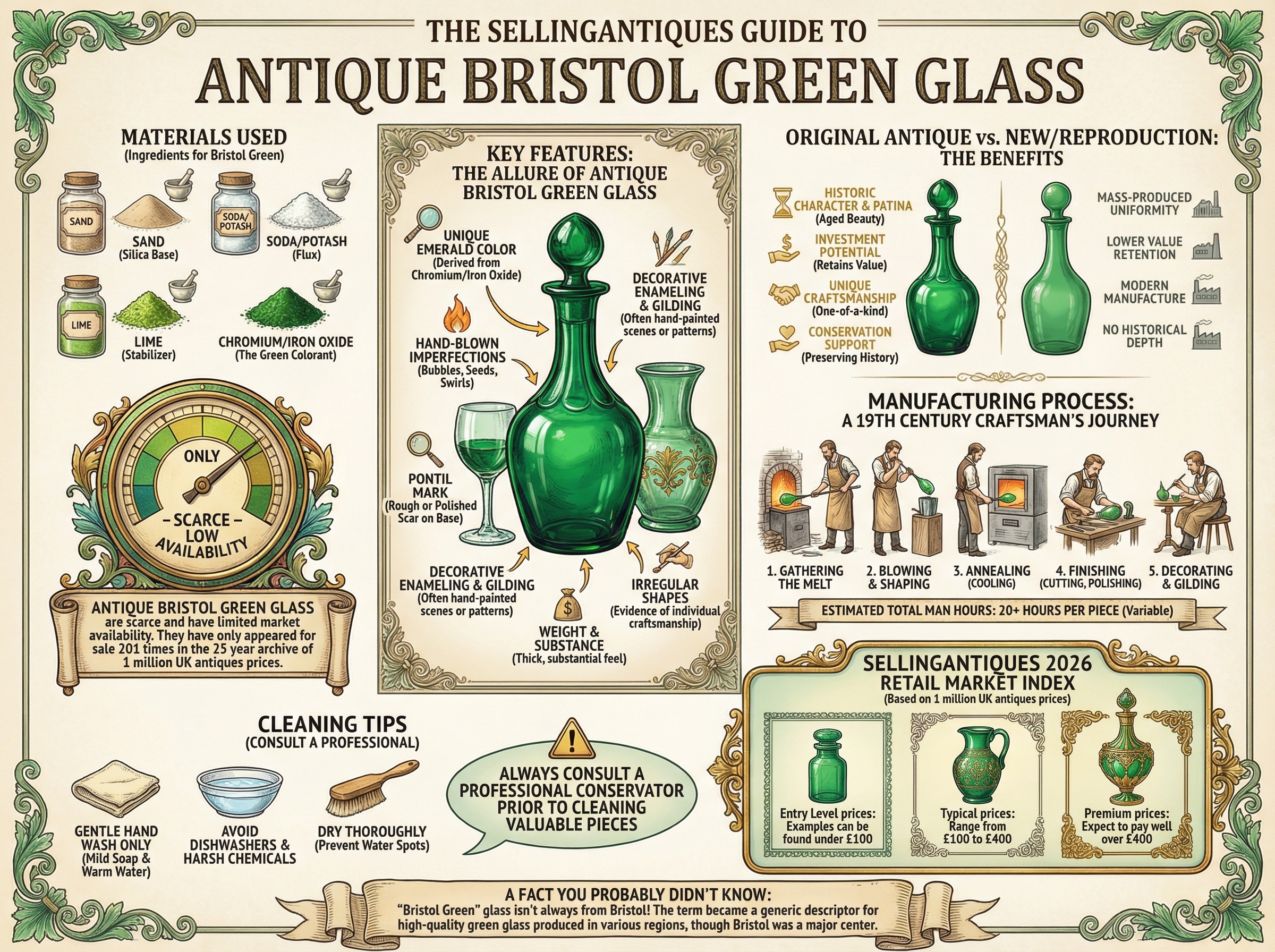 Antique Bristol Green Glass Guide Infographic