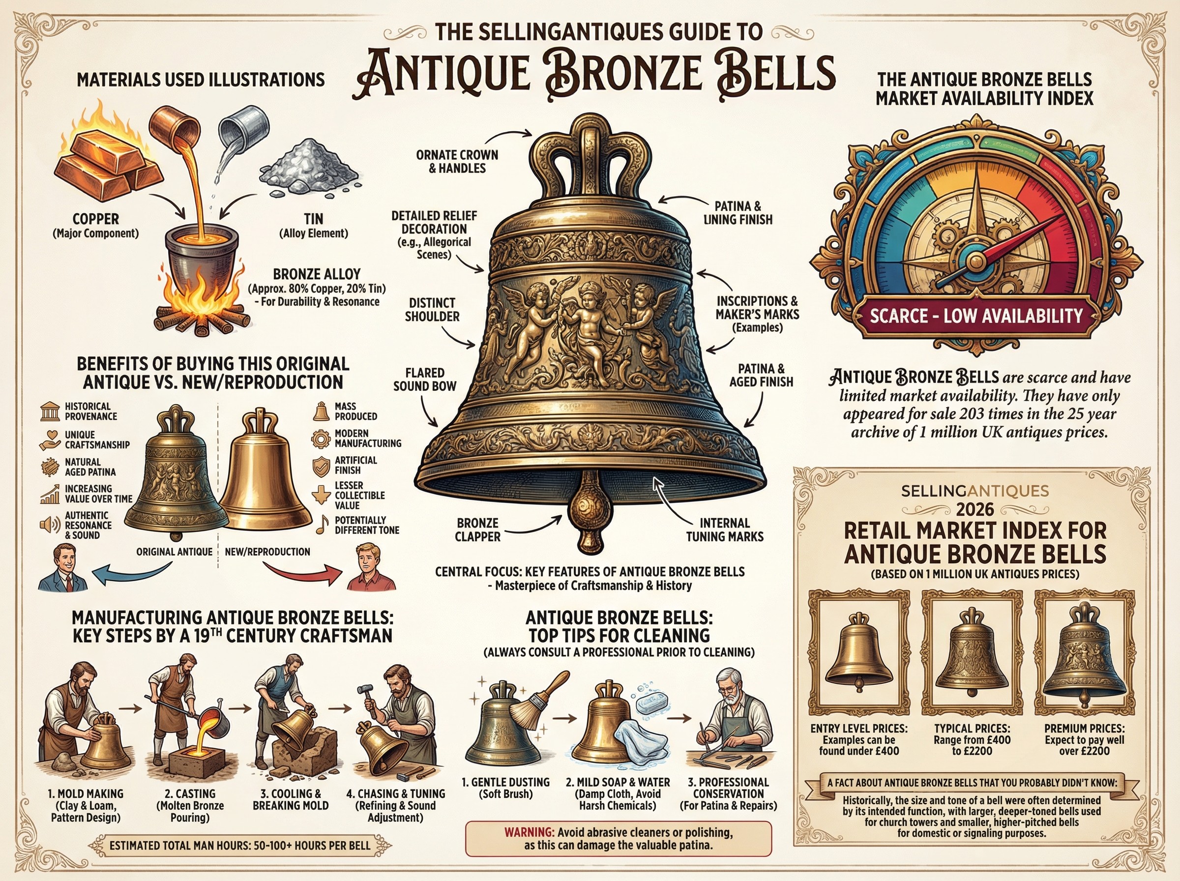 Antique Bronze Bells Guide Infographic