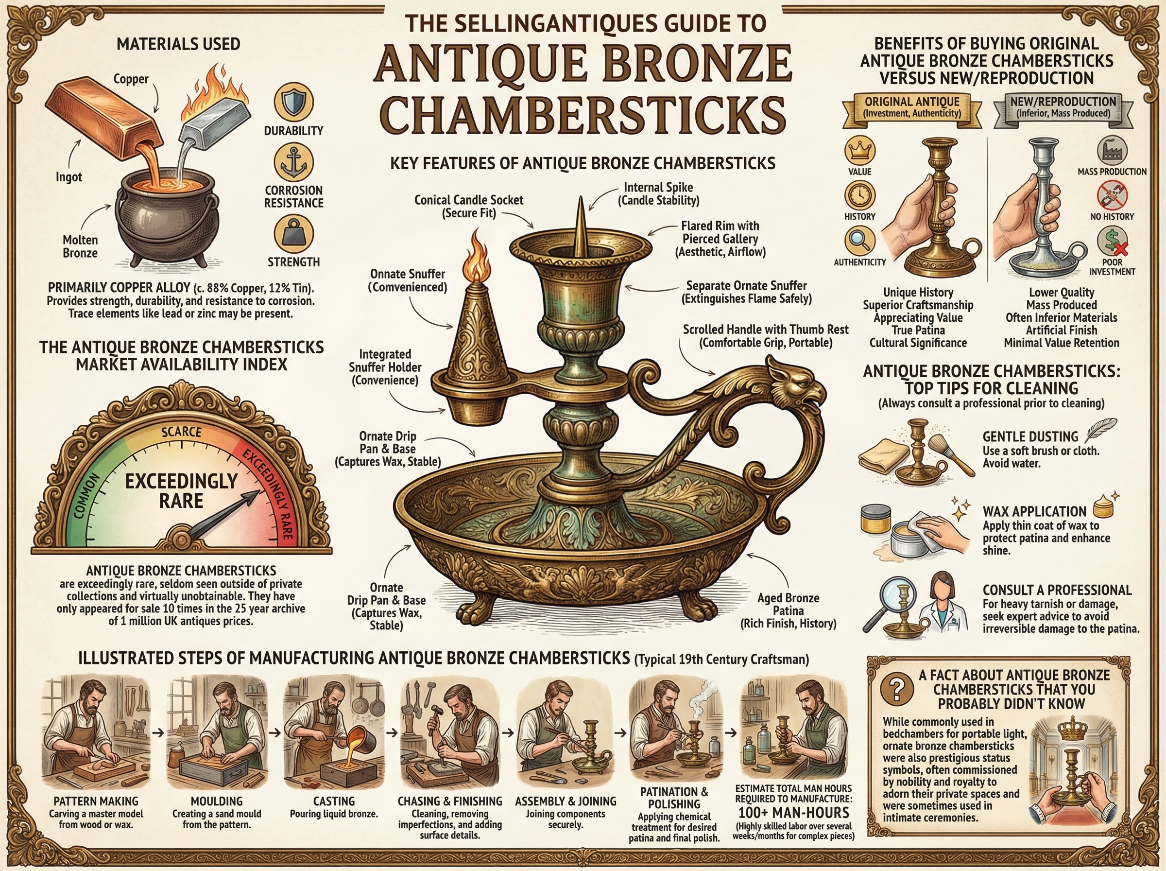 Antique Bronze Chambersticks Guide Infographic