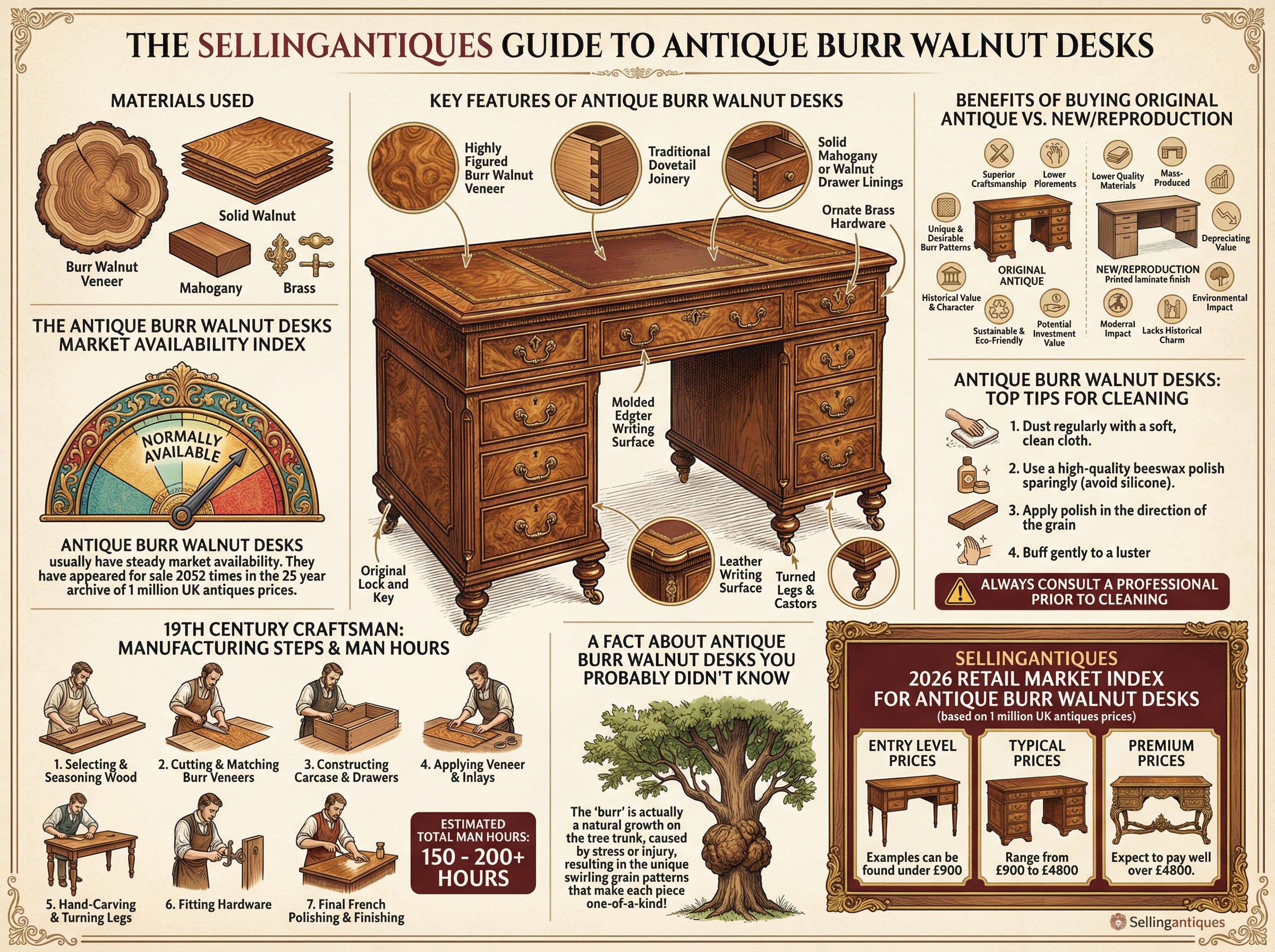 Antique Burr Walnut Desks Guide Infographic