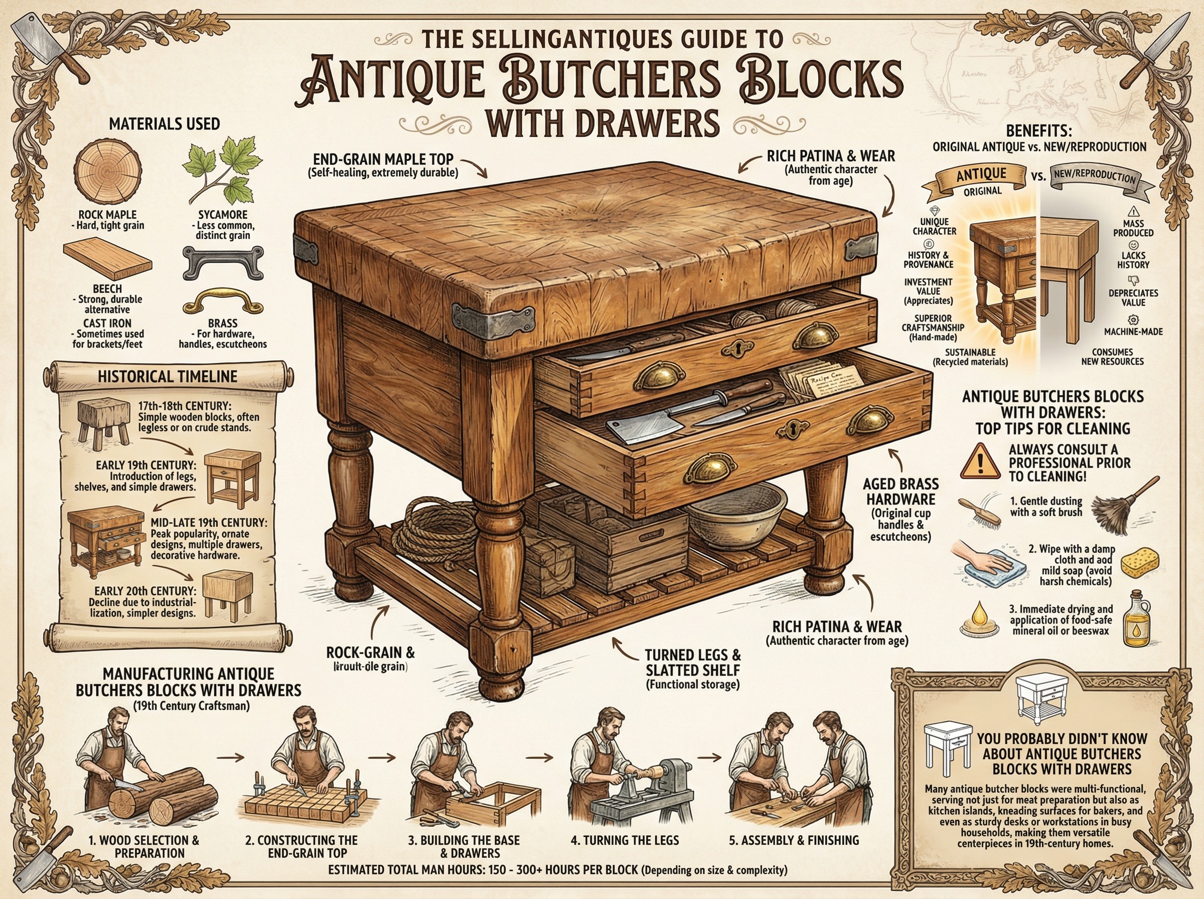 Antique Butchers Blocks With Drawers Guide Infographic