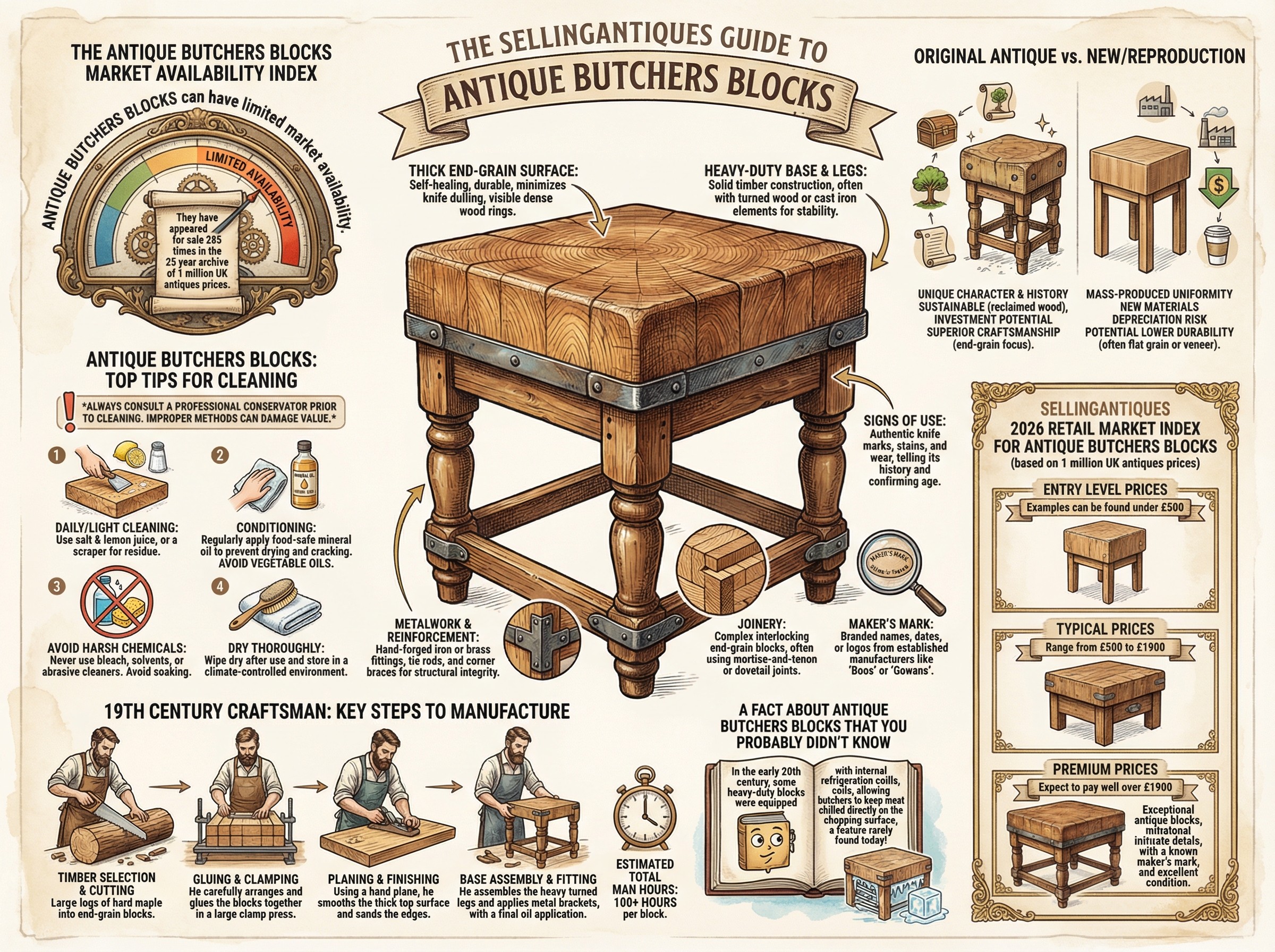 Antique Butchers Blocks Guide Infographic