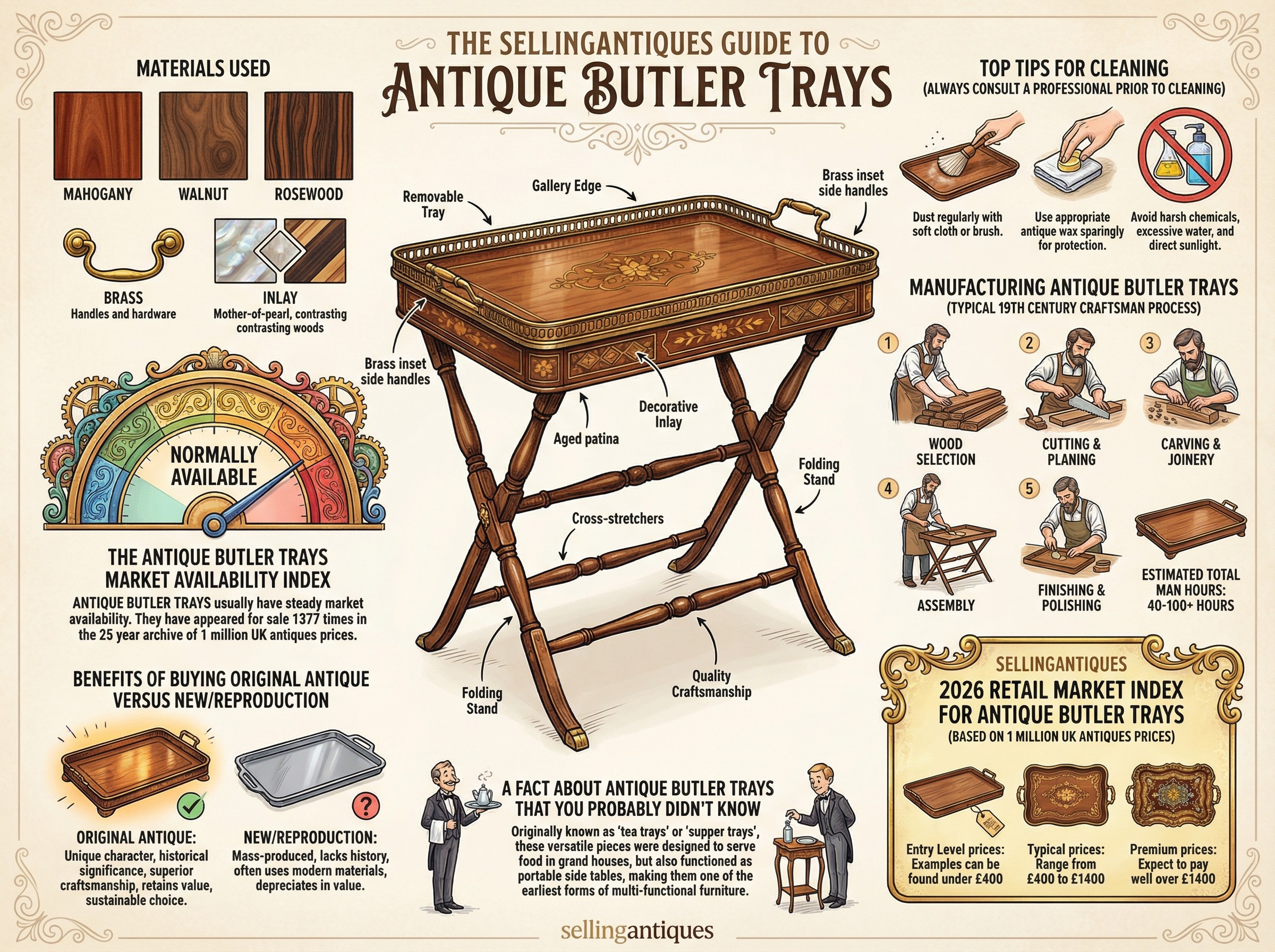 Antique Butler Trays Guide Infographic