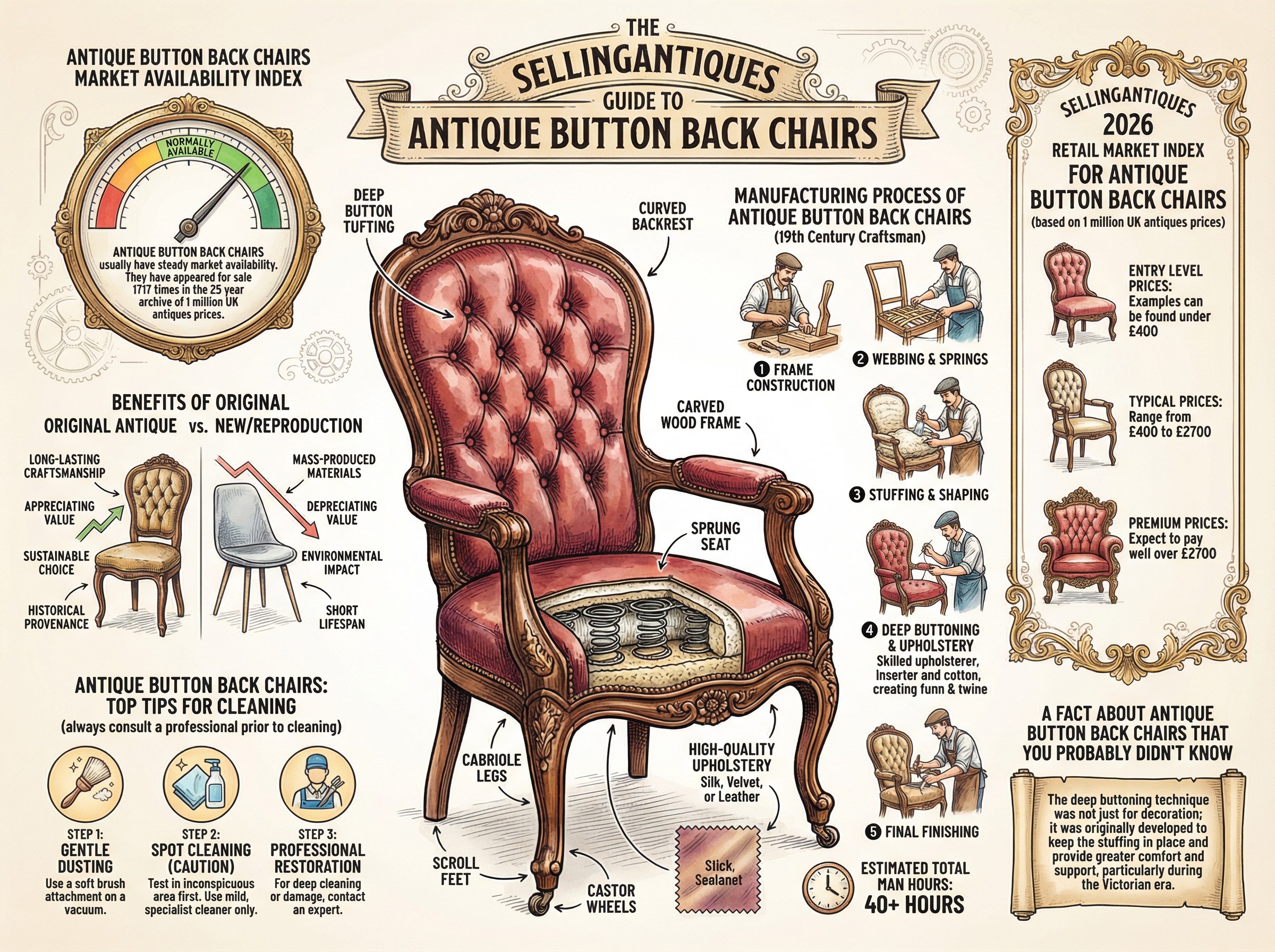 Antique Button Back Chairs Guide Infographic