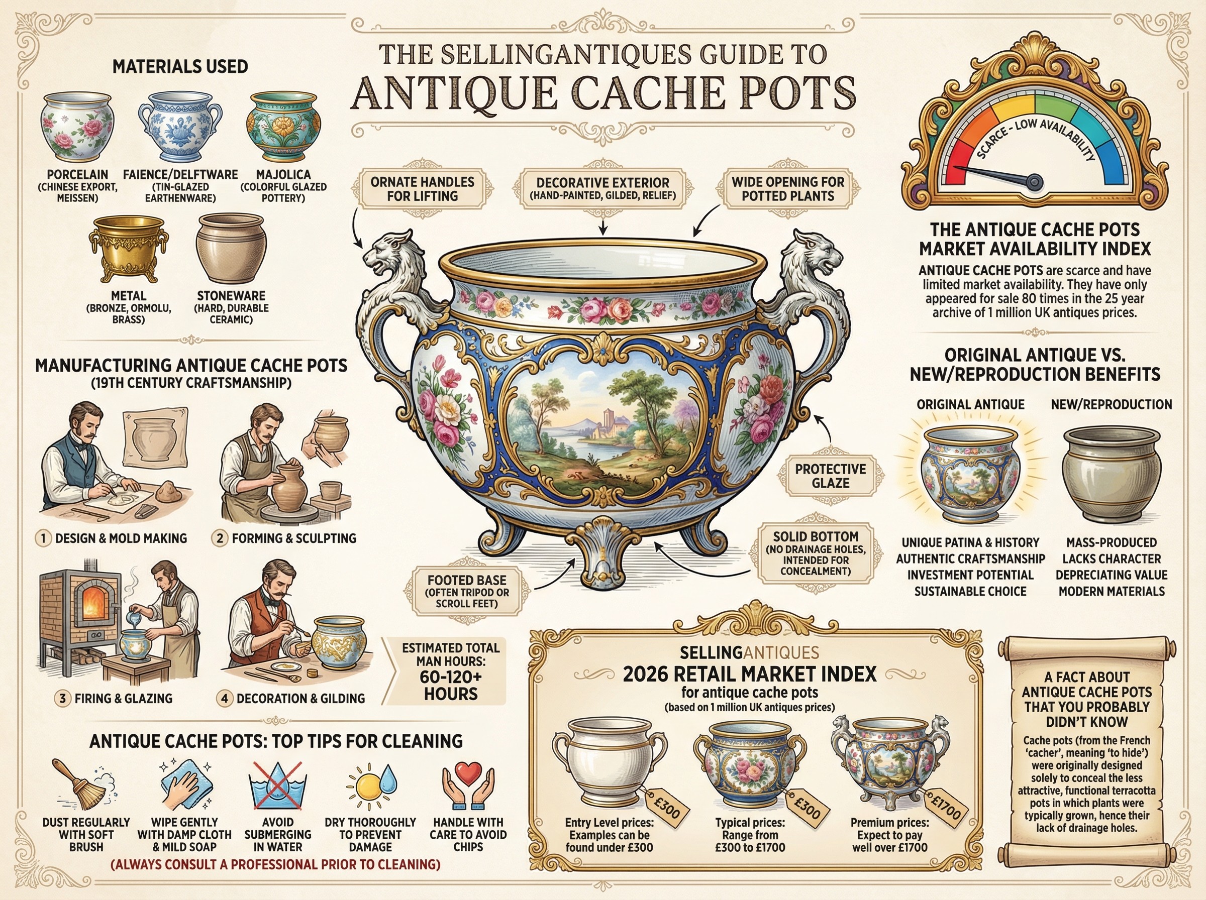 Antique Cache Pots Guide Infographic