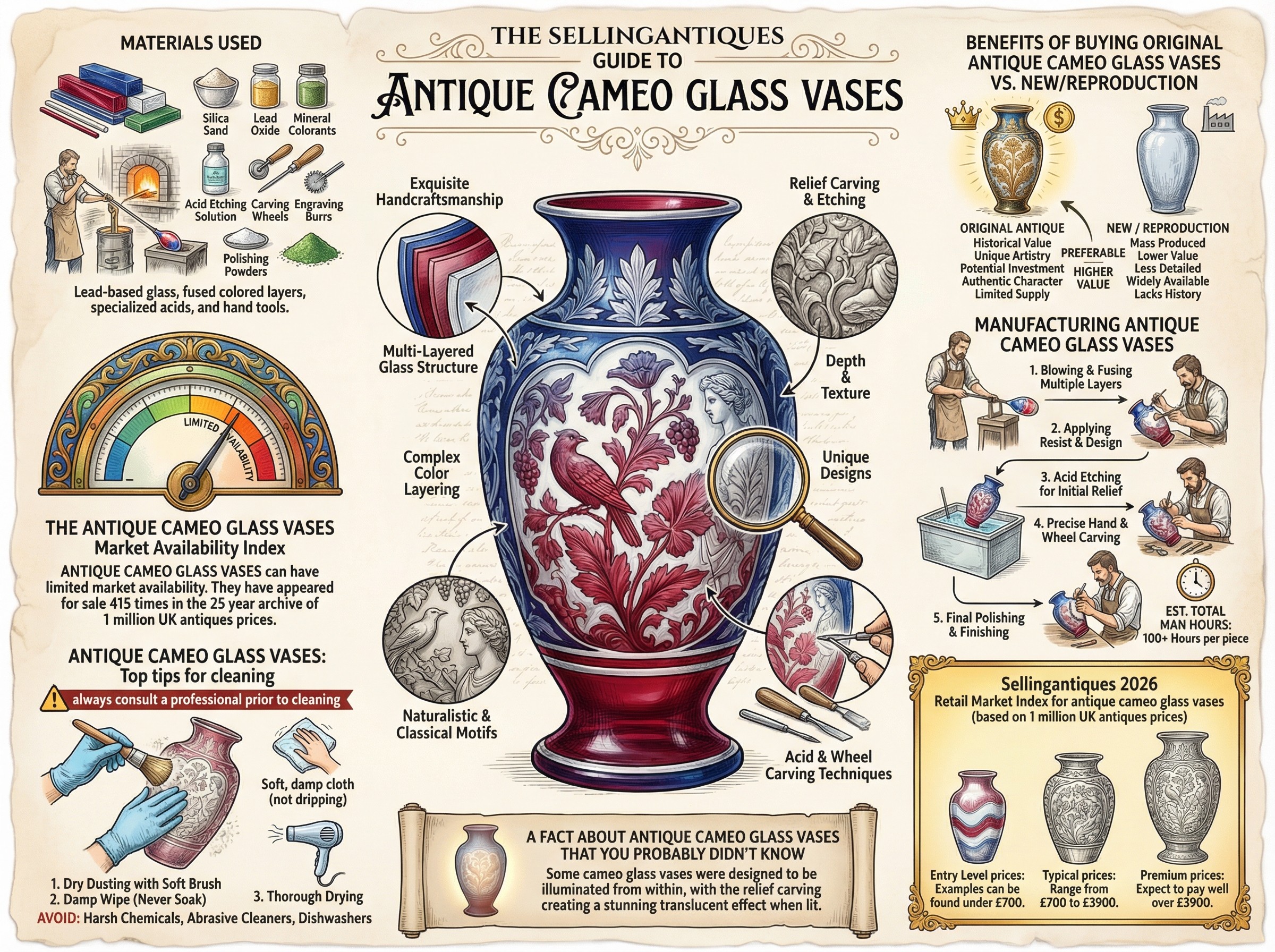 Antique Cameo Glass Vases Guide Infographic