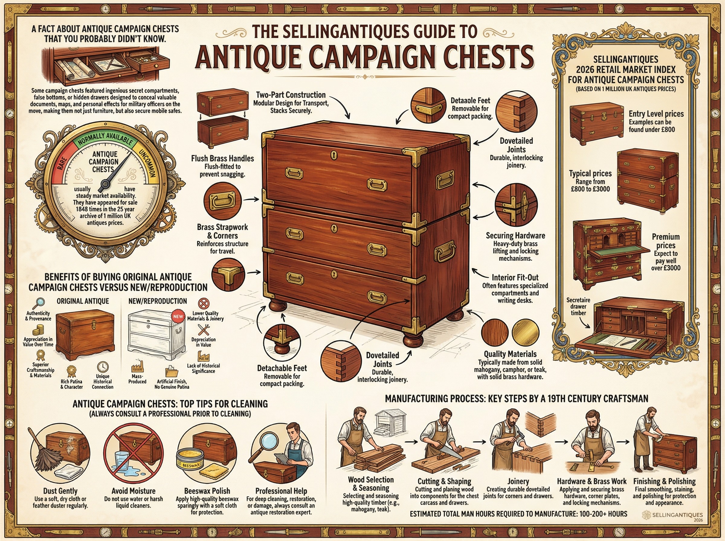 Antique Campaign Chests Guide Infographic