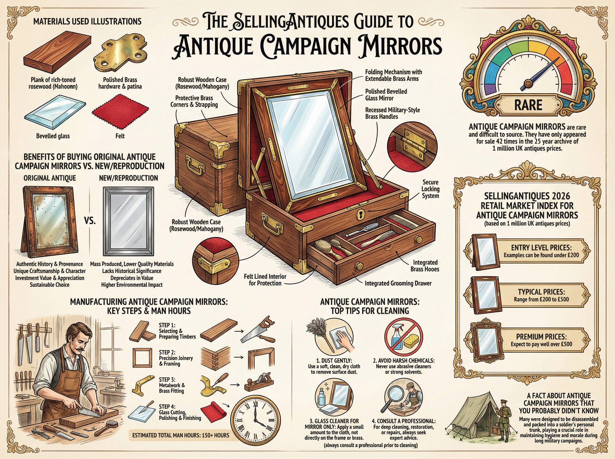 Antique Campaign Mirrors Guide Infographic