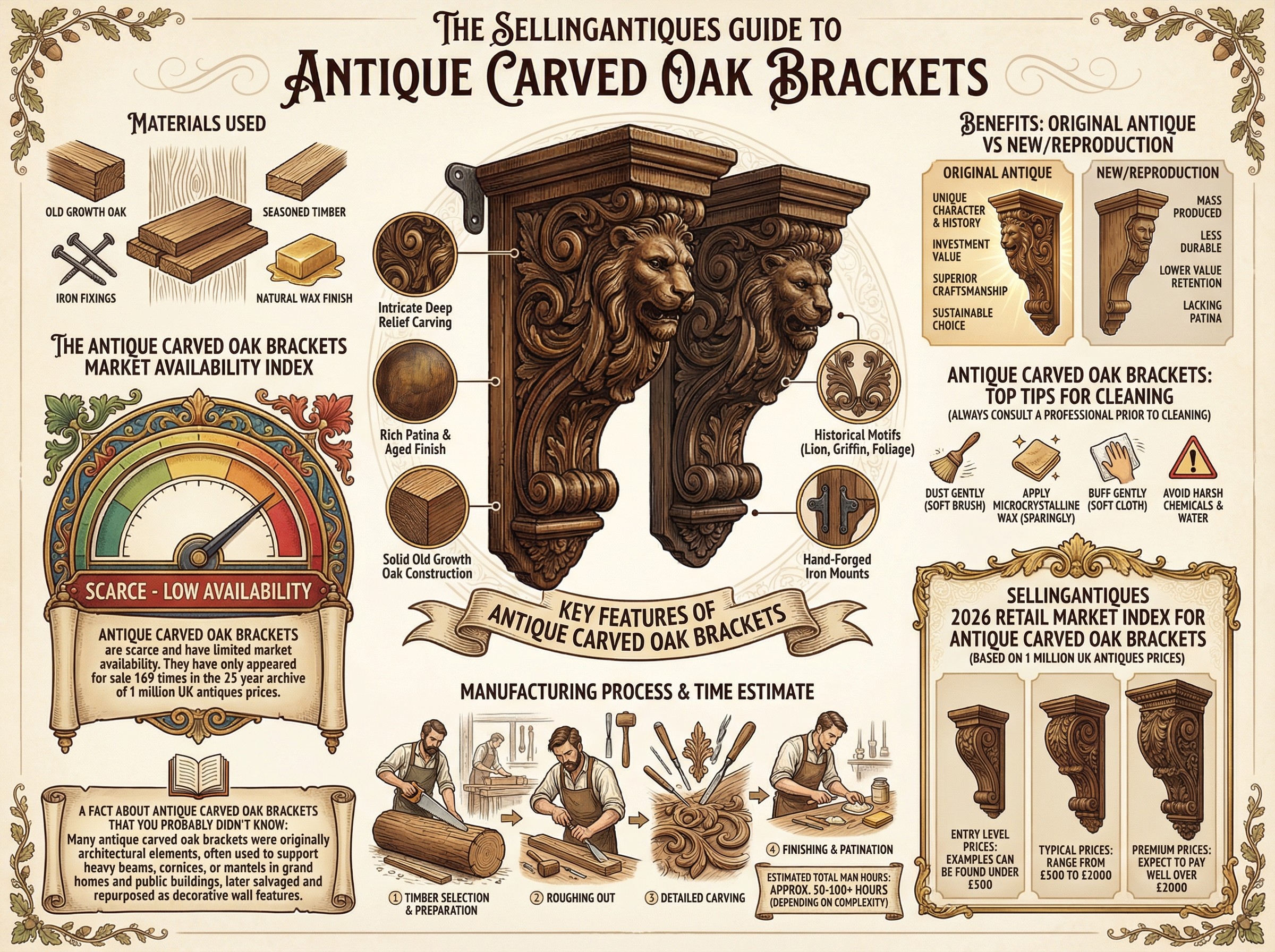 Antique Carved Oak Brackets Guide Infographic