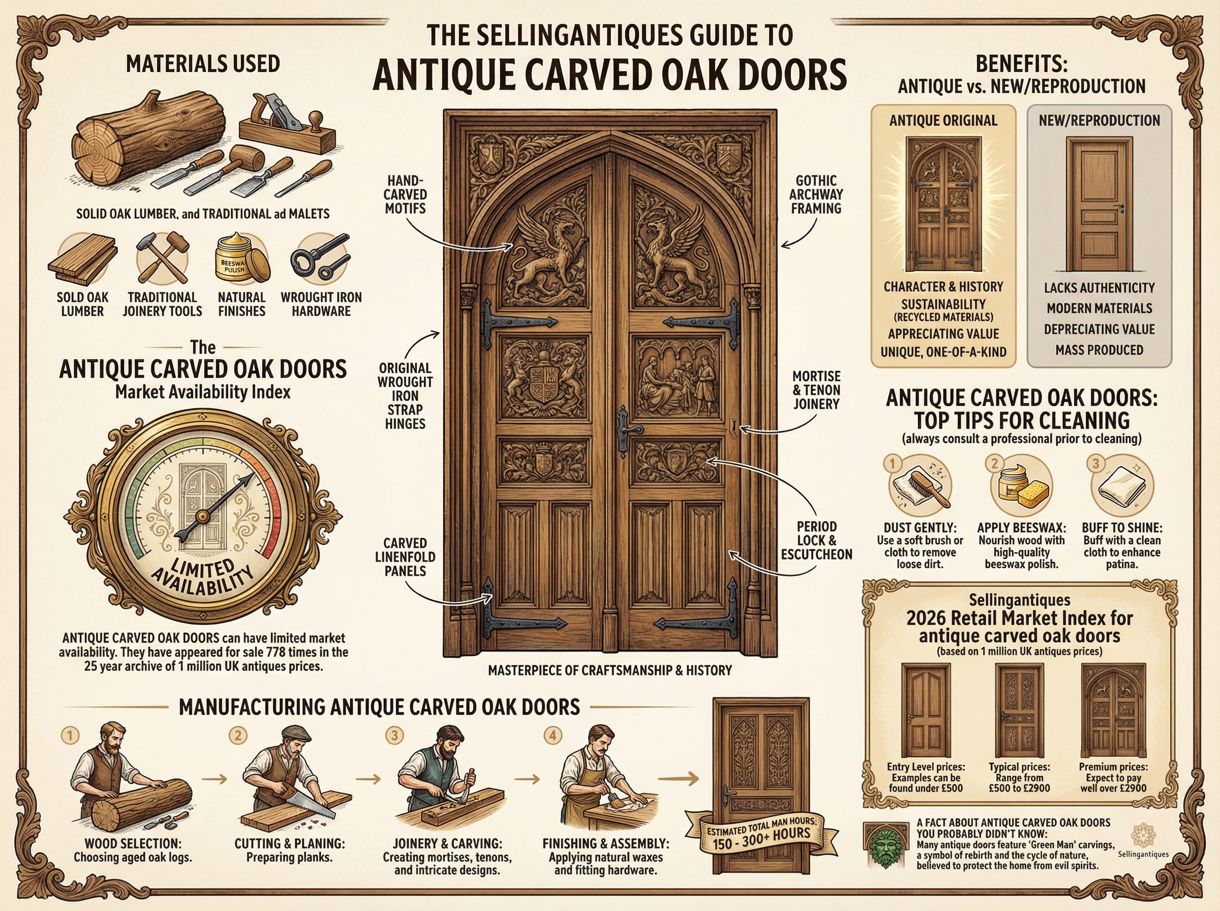 Antique Carved Oak Doors Guide Infographic