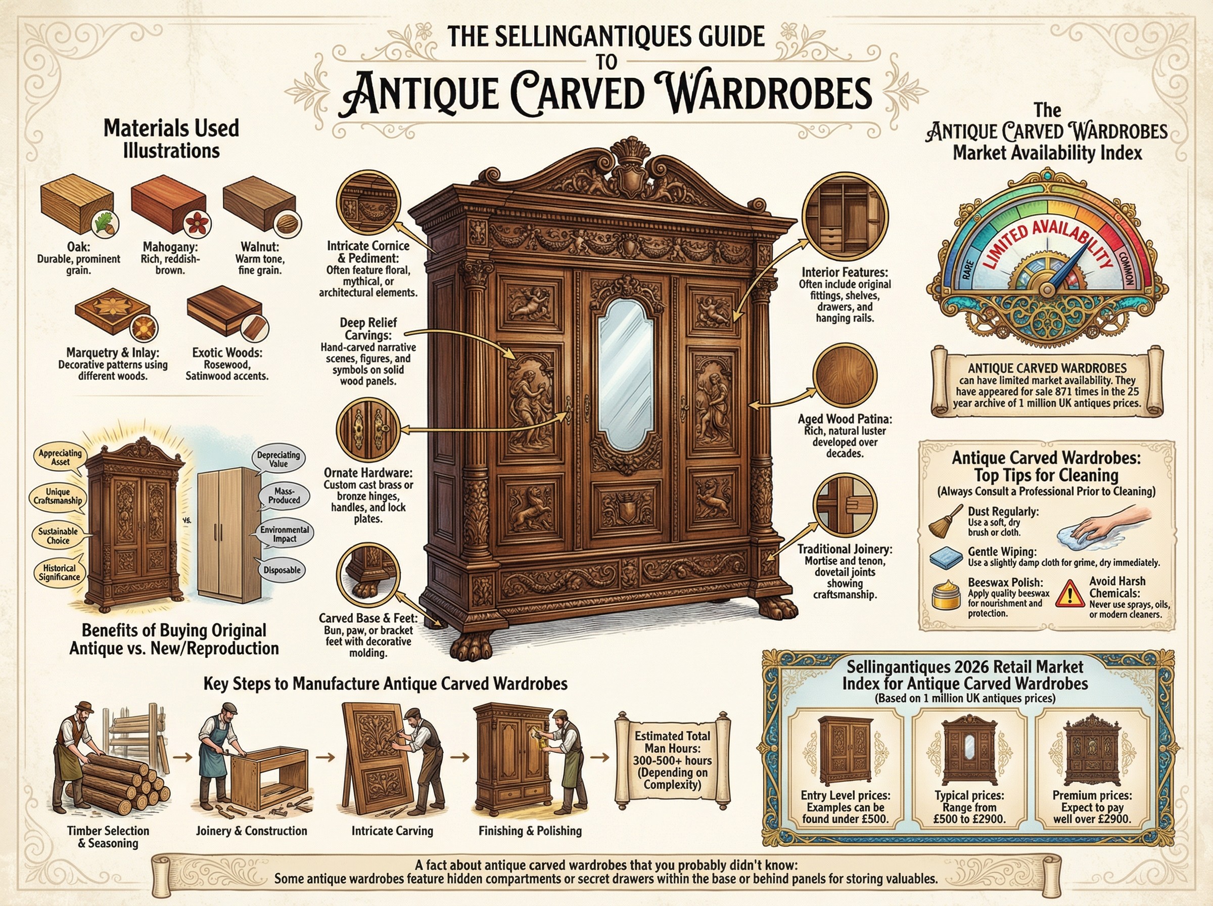Antique Carved Wardrobes Guide Infographic