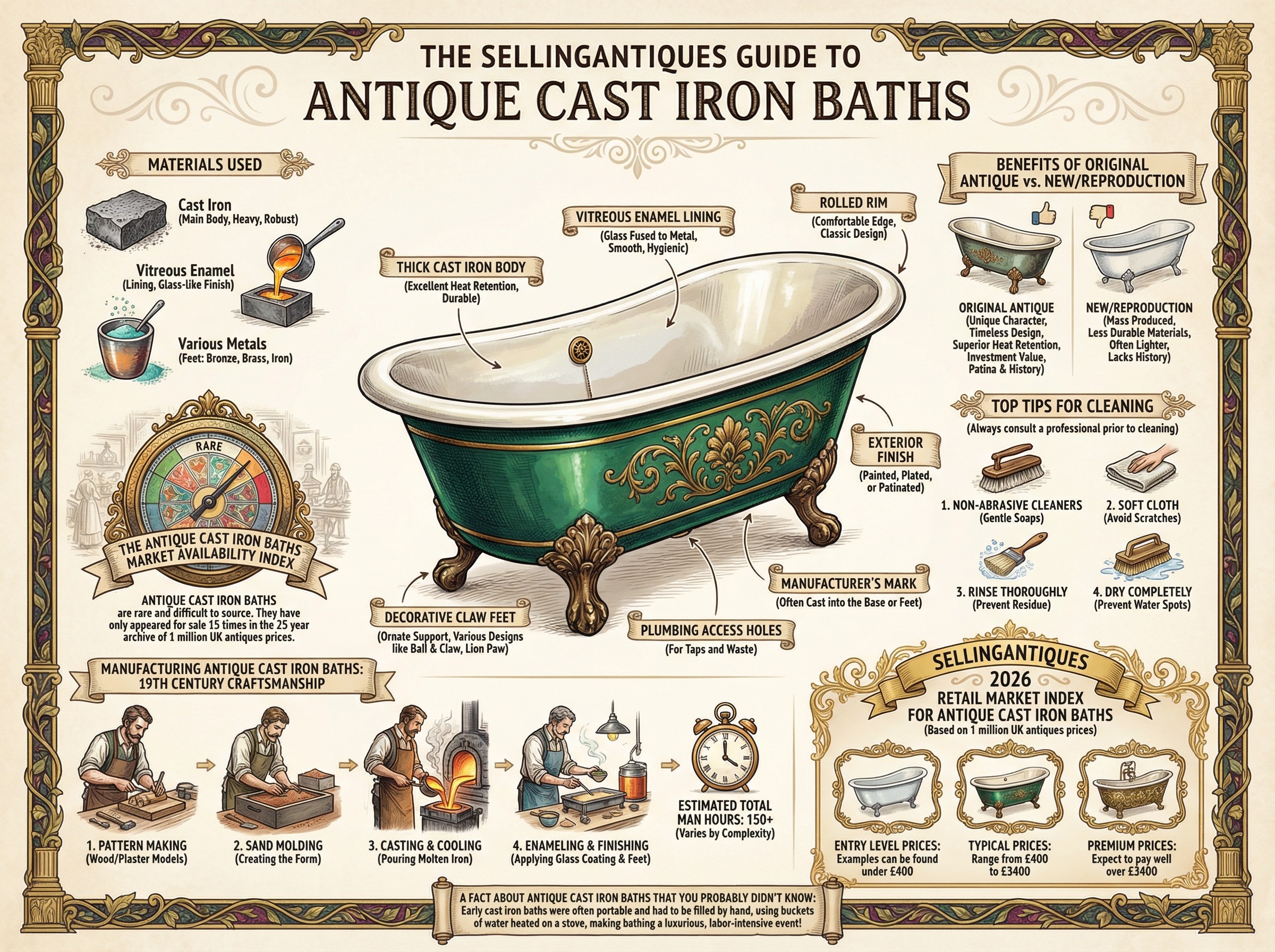 Antique Cast Iron Baths Guide Infographic