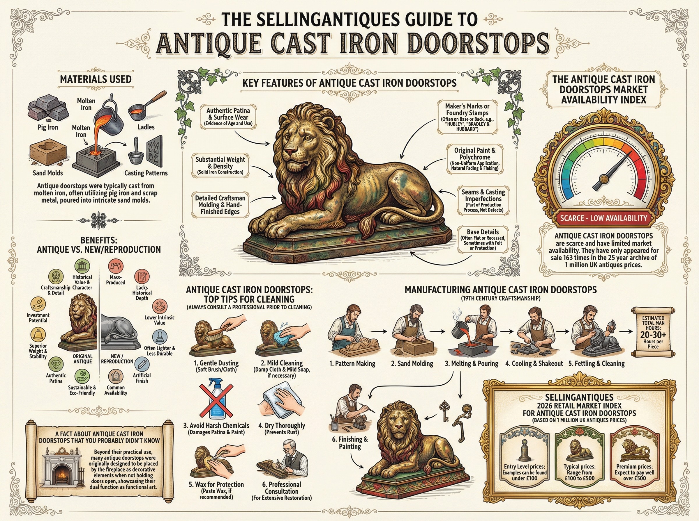 Antique Cast Iron Doorstops Guide Infographic