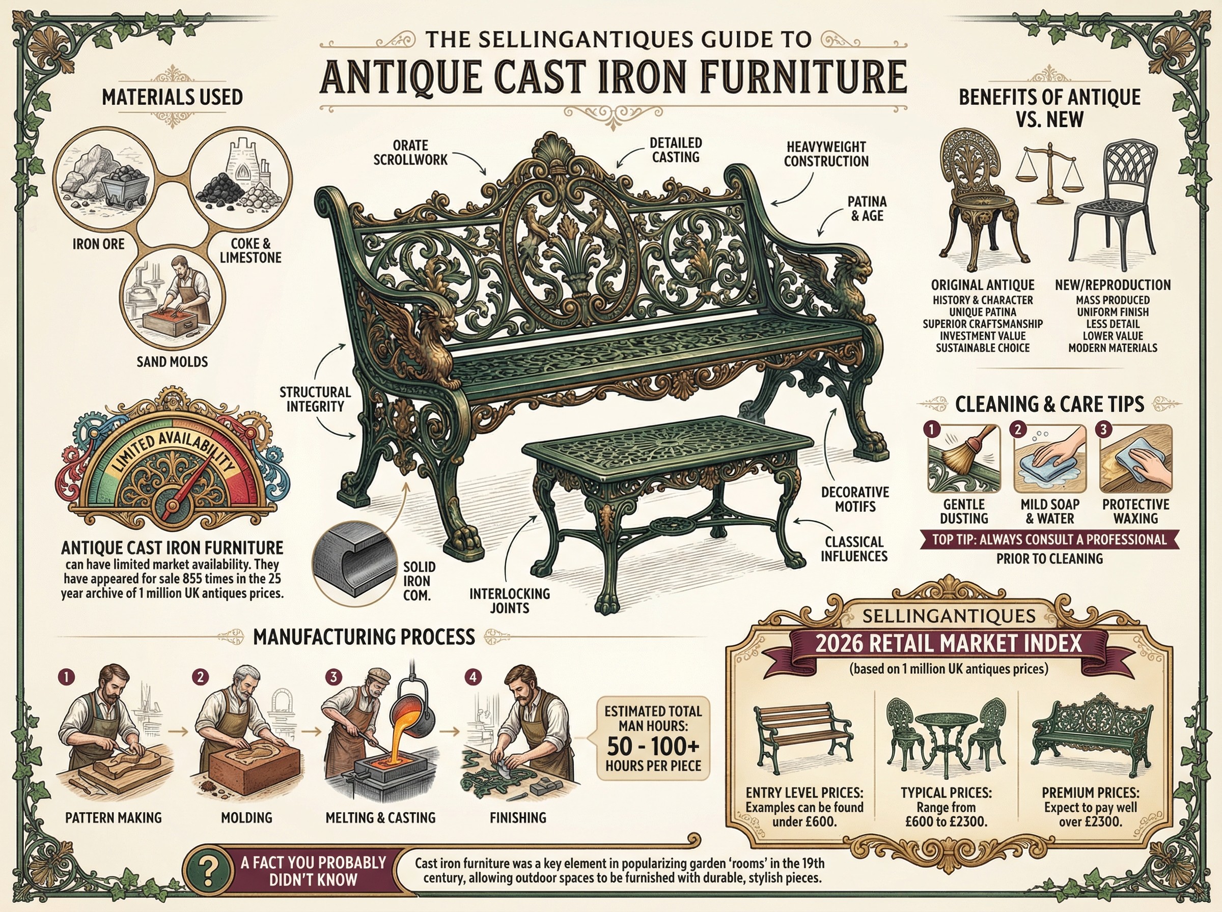 Antique Cast Iron Furniture Guide Infographic