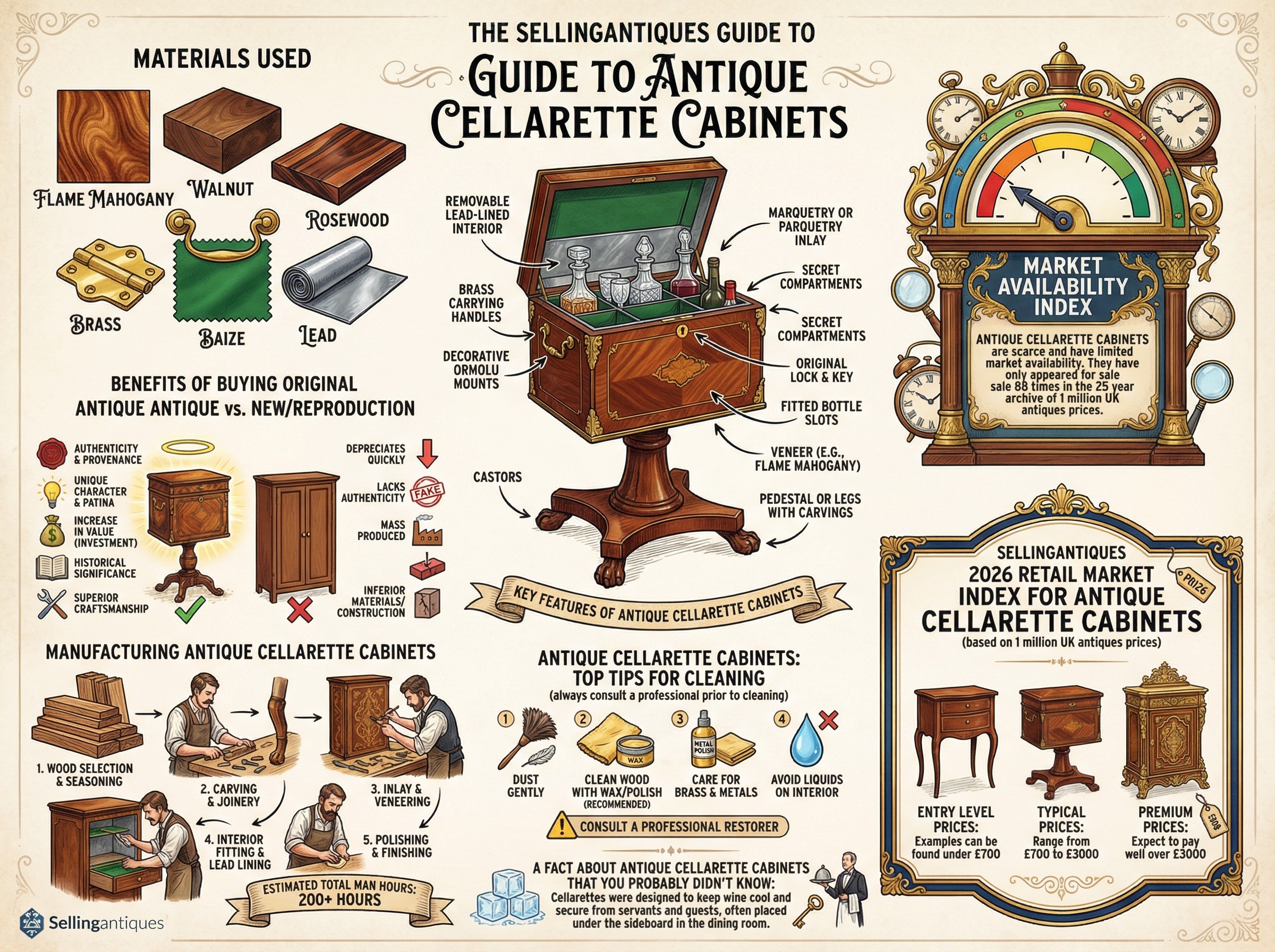 Antique Cellarette Cabinets Guide Infographic