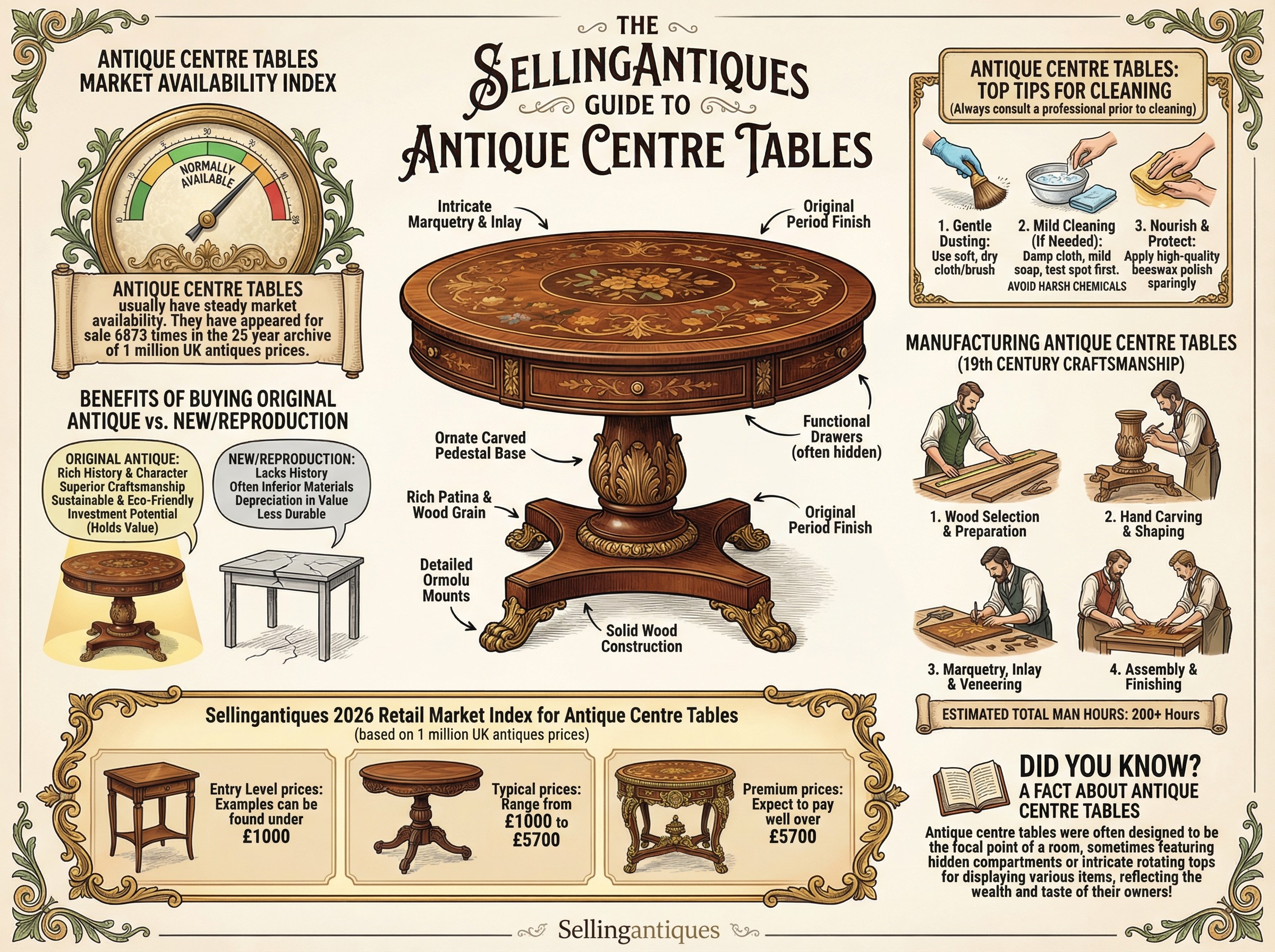Antique Centre Tables Guide Infographic