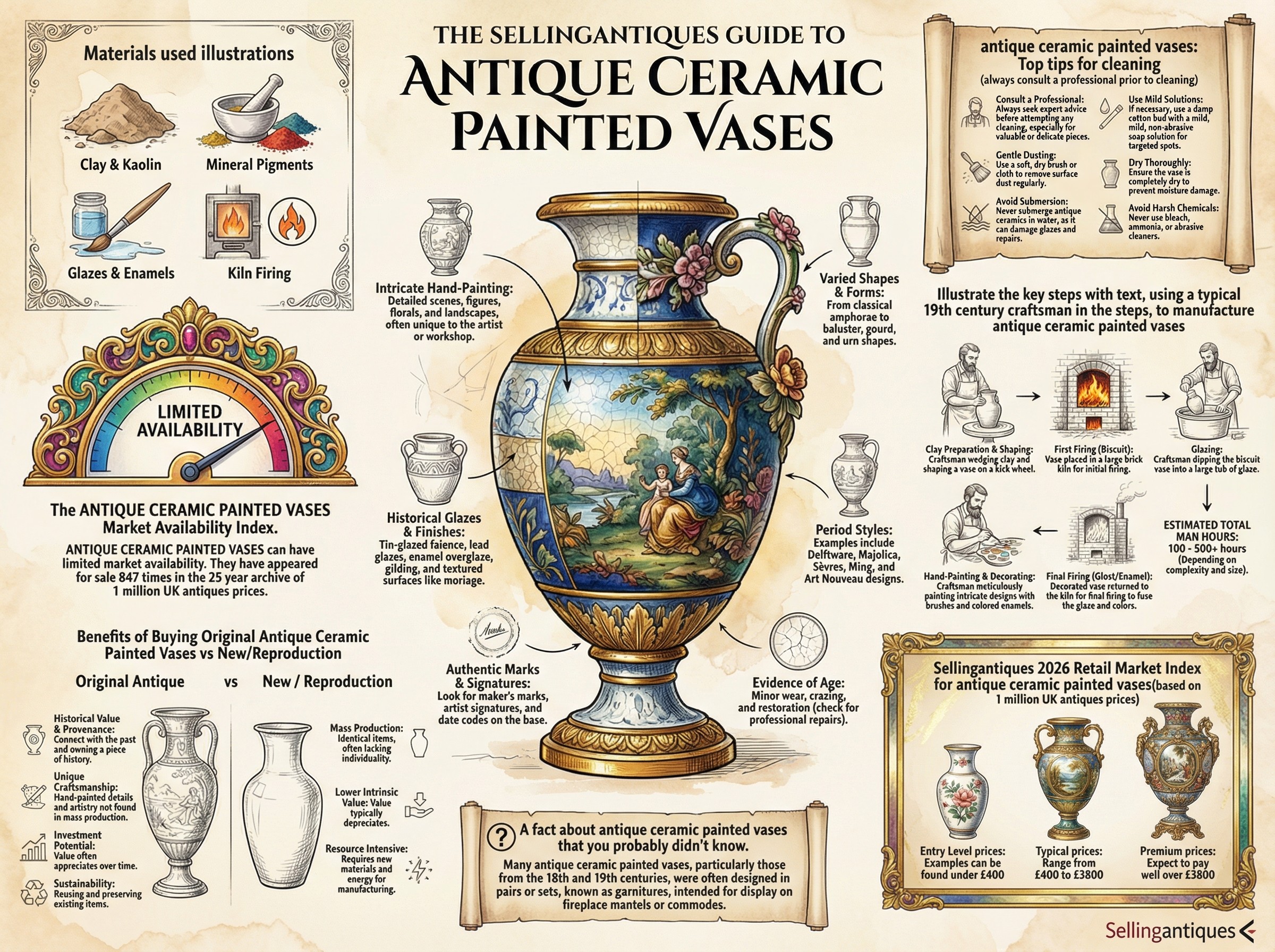Antique Ceramic Painted Vases Guide Infographic