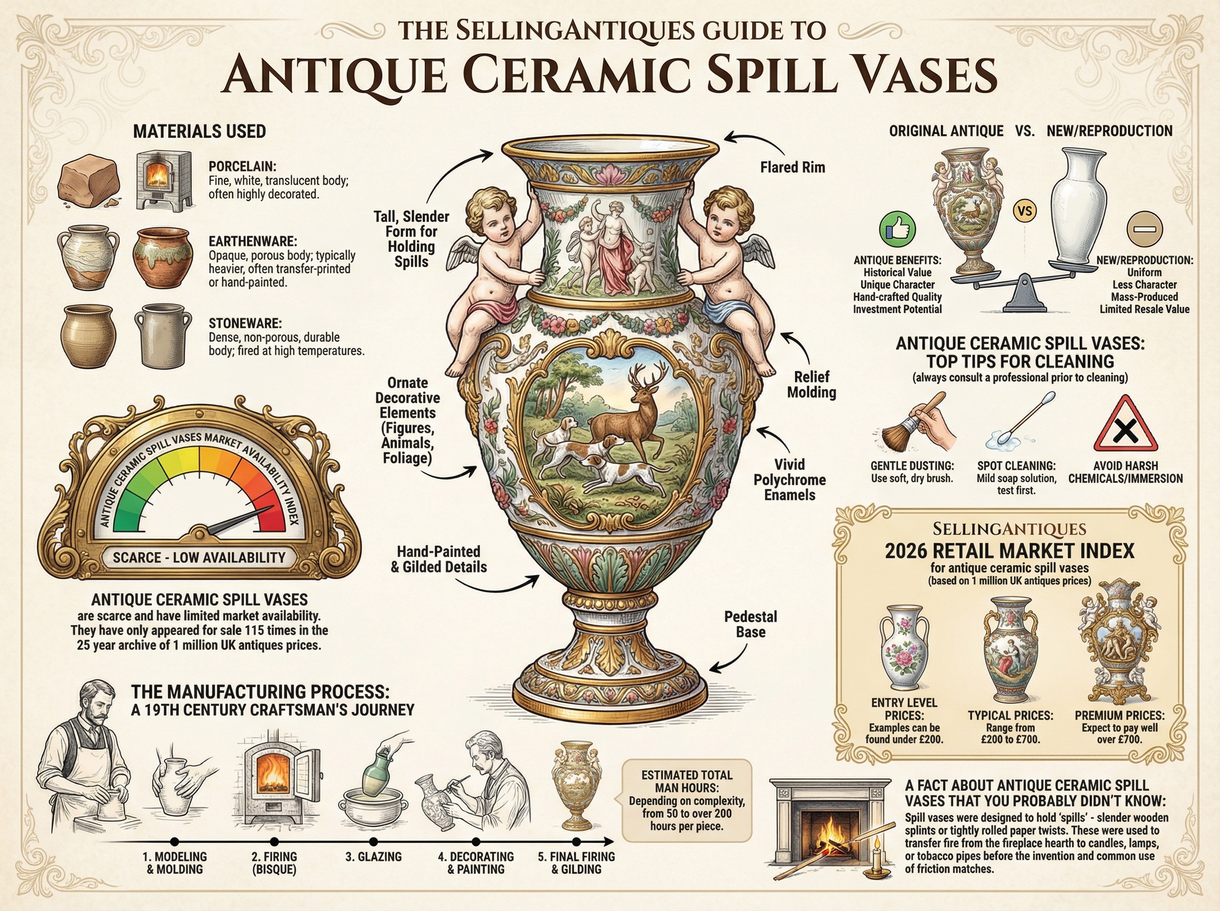 Antique Ceramic Spill Vases Guide Infographic
