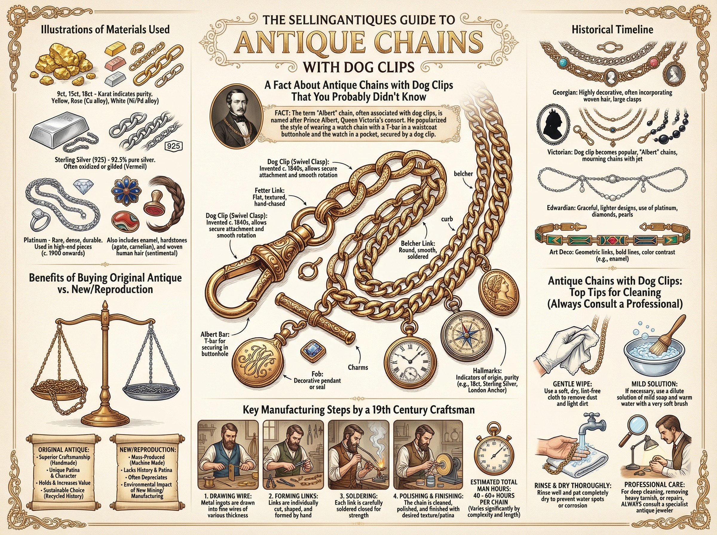 Antique Chains With Dog Clips Guide Infographic