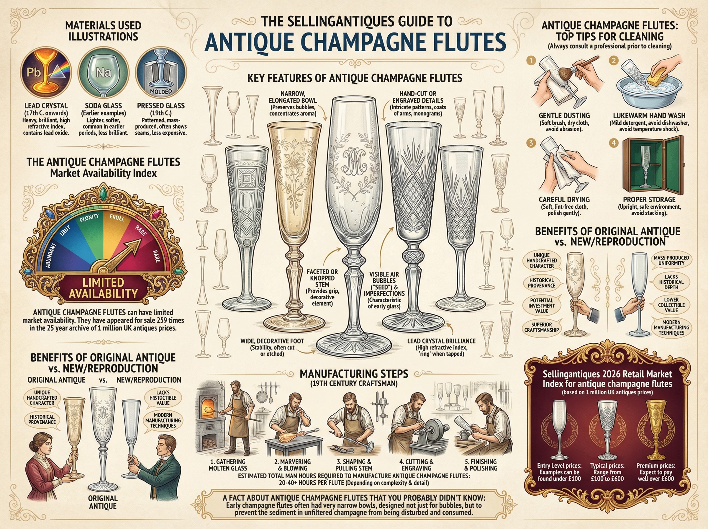 Antique Champagne Flutes Guide Infographic