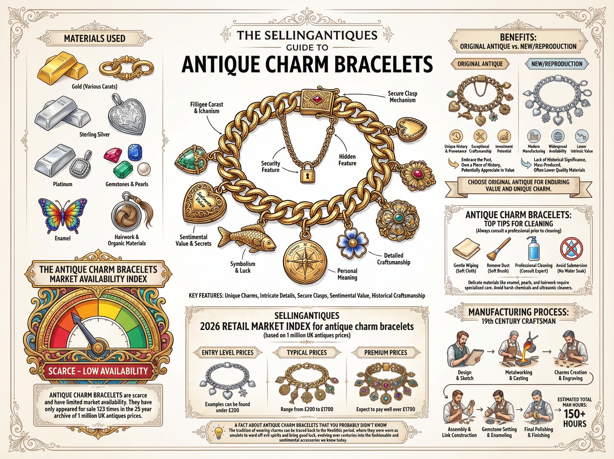 Antique Charm Bracelets Guide Infographic