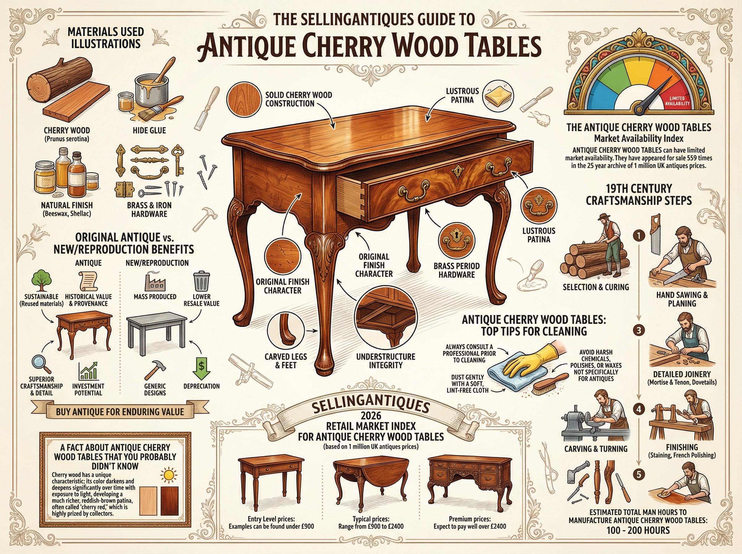 Antique Cherry Wood Tables Guide Infographic
