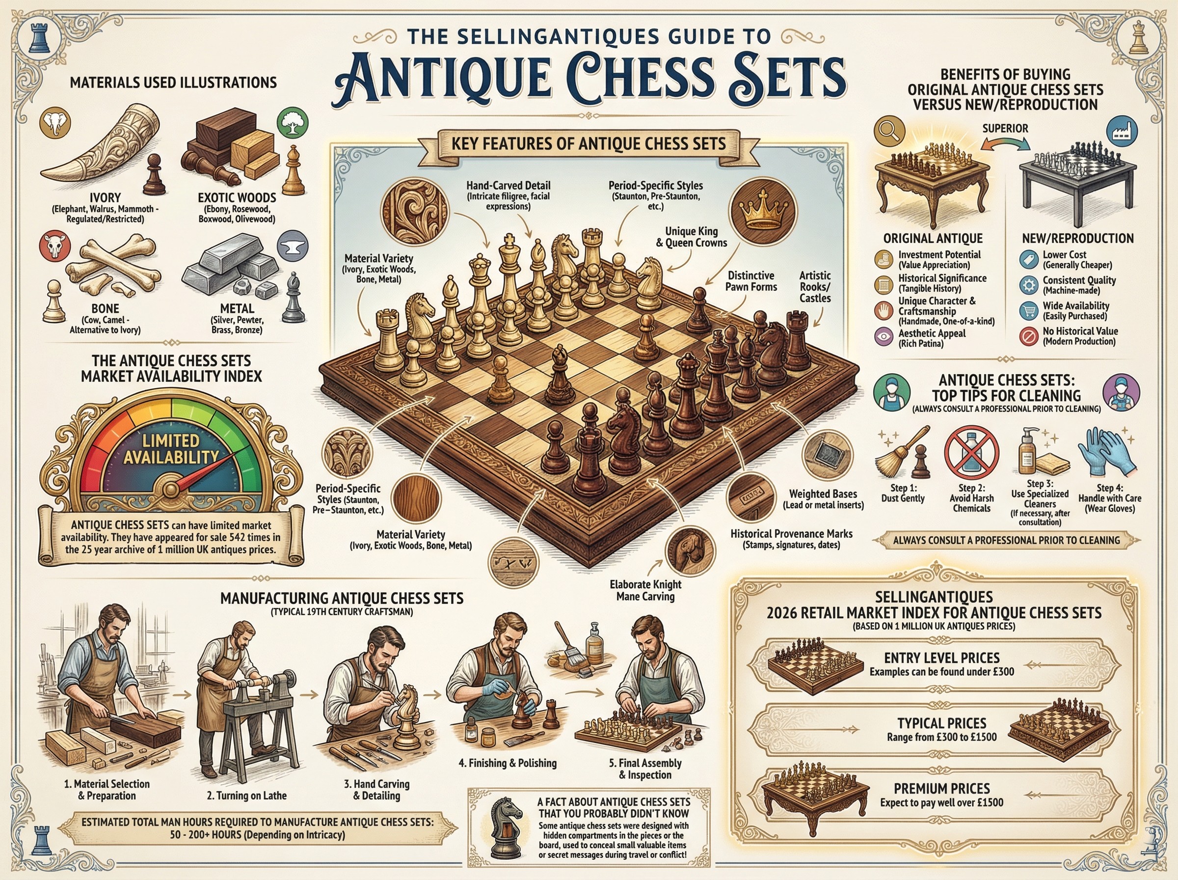 Antique Chess Sets Guide Infographic