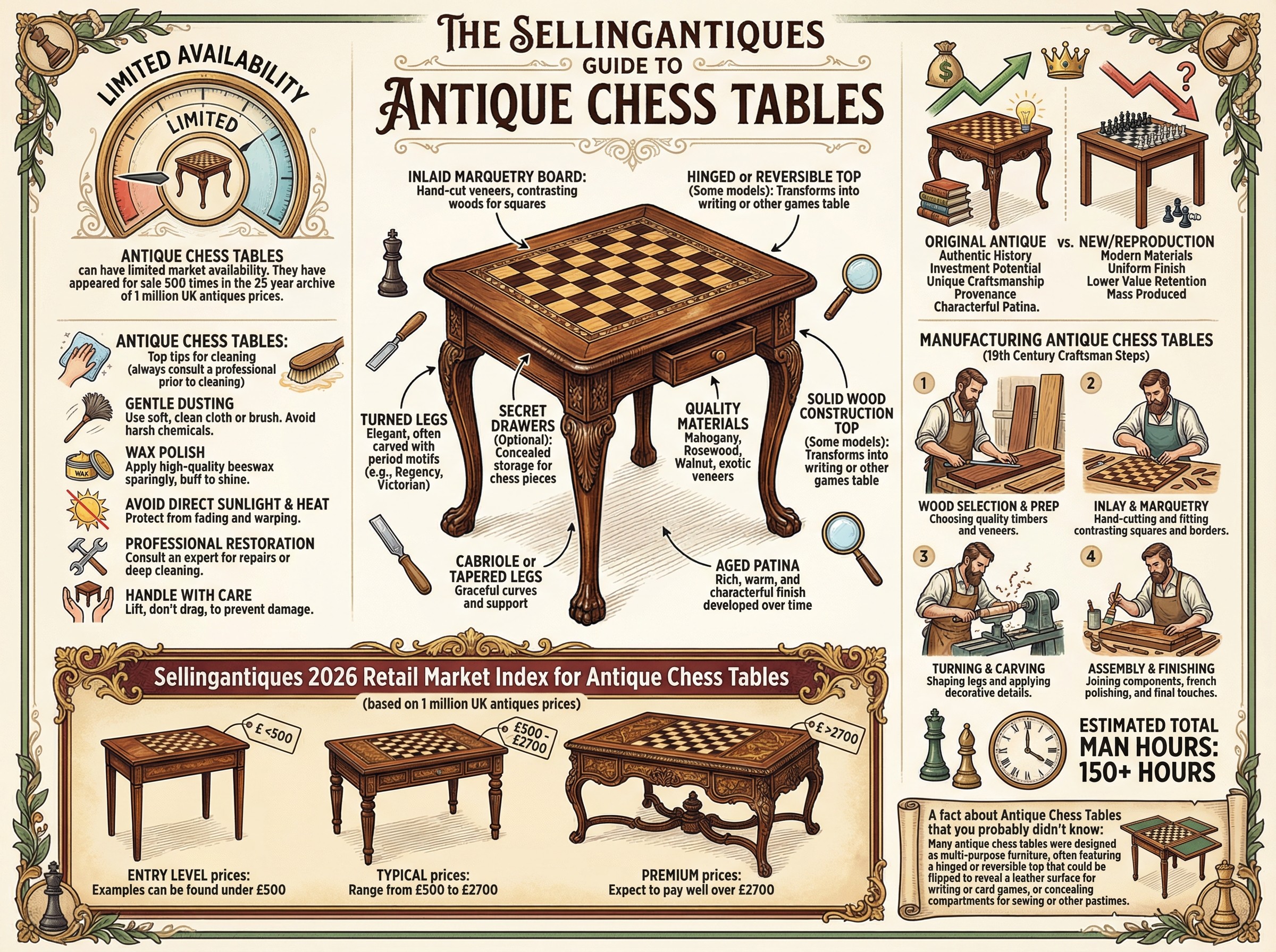 Antique Chess Tables Guide Infographic